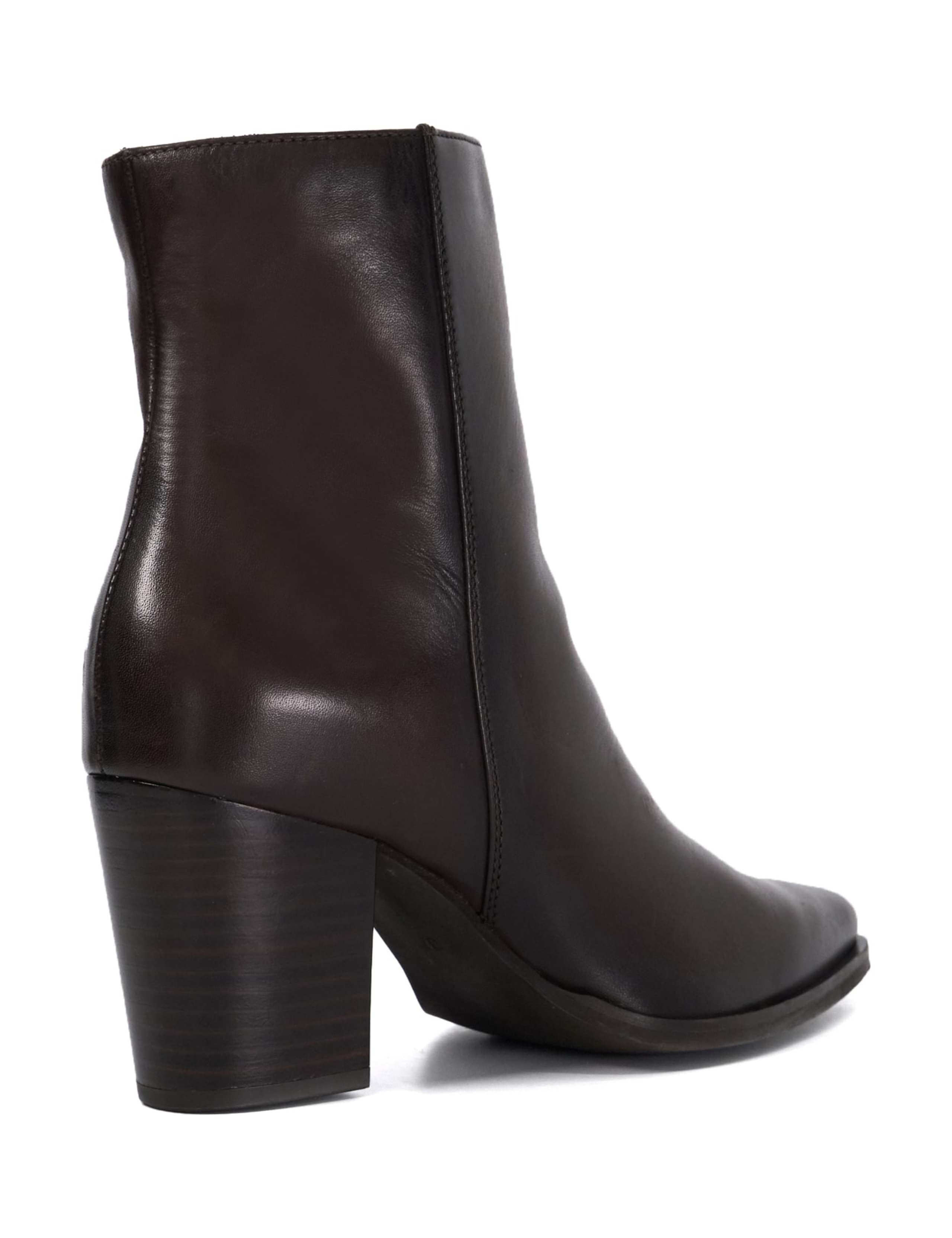 Leather Block Heel Pointed Ankle Boots 4 of 4