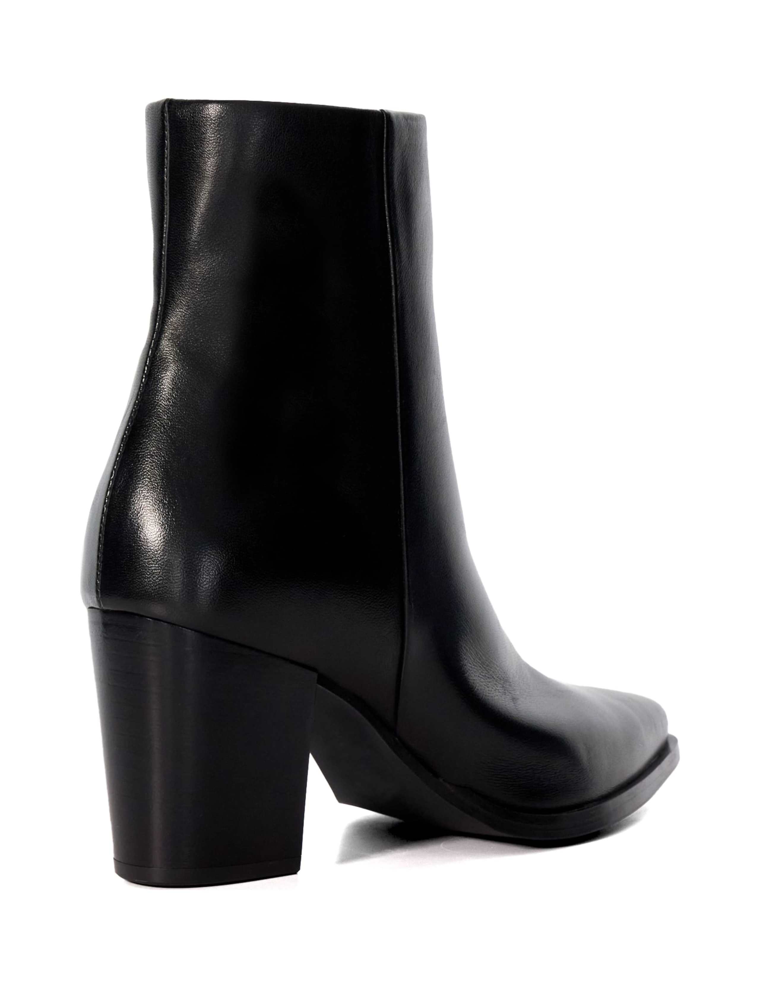 Leather Block Heel Pointed Ankle Boots 2 of 4
