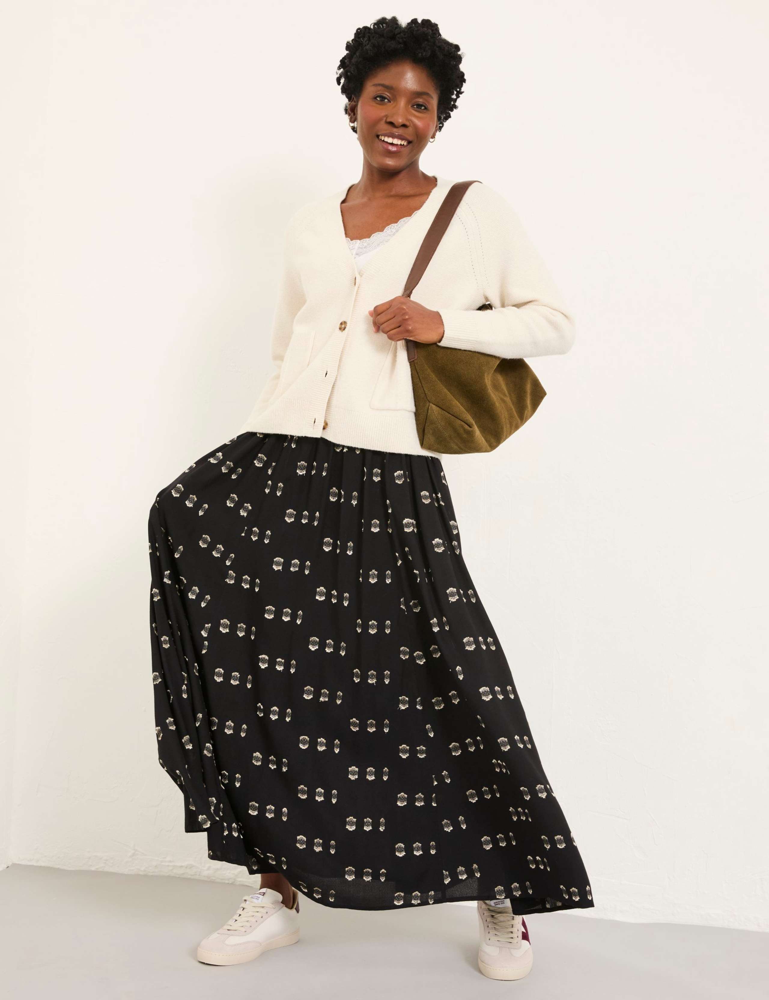 Metallic Print Midi A-Line Skirt 1 of 6