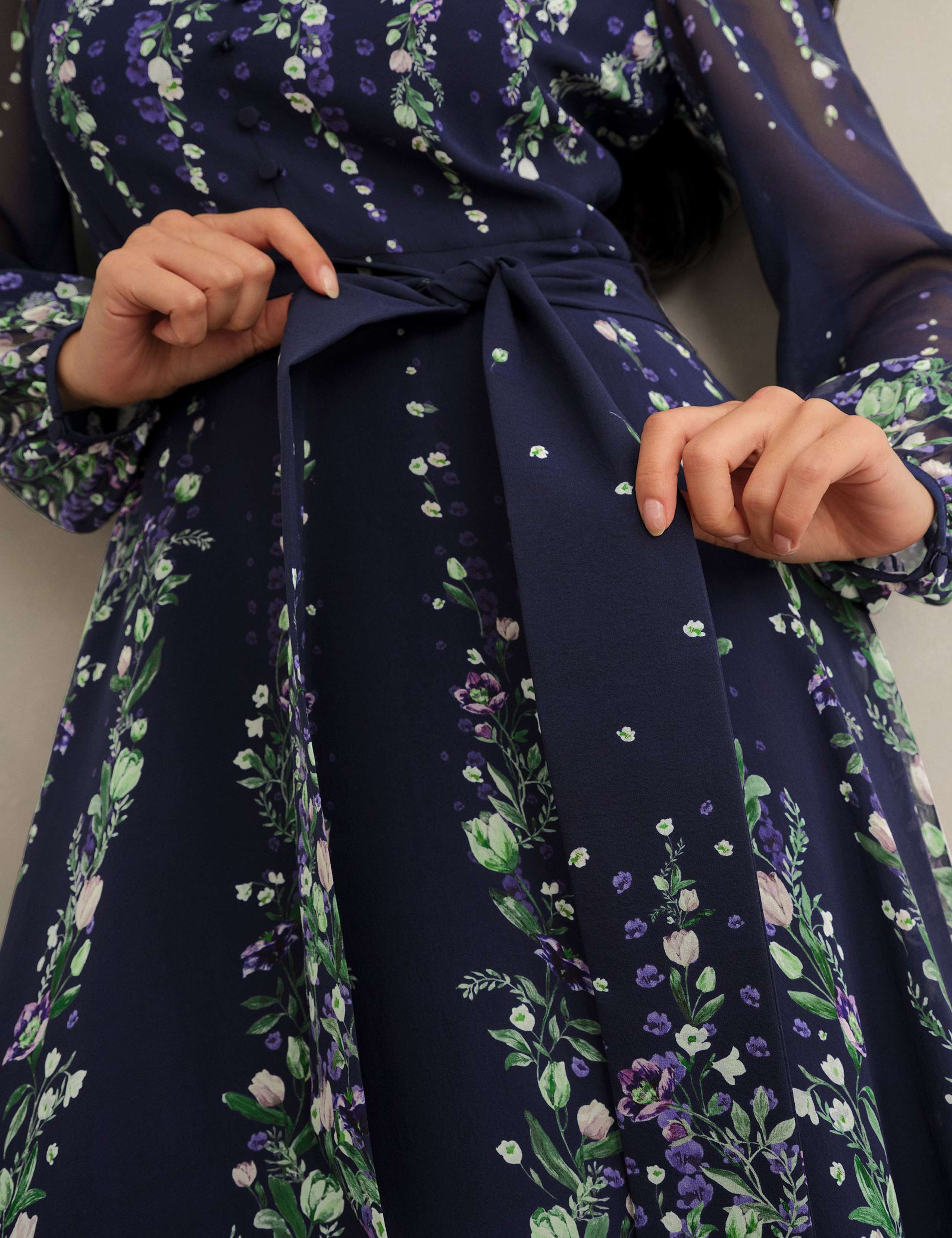 Silk Floral V-Neck Maxi Wrap Dress 6 of 6