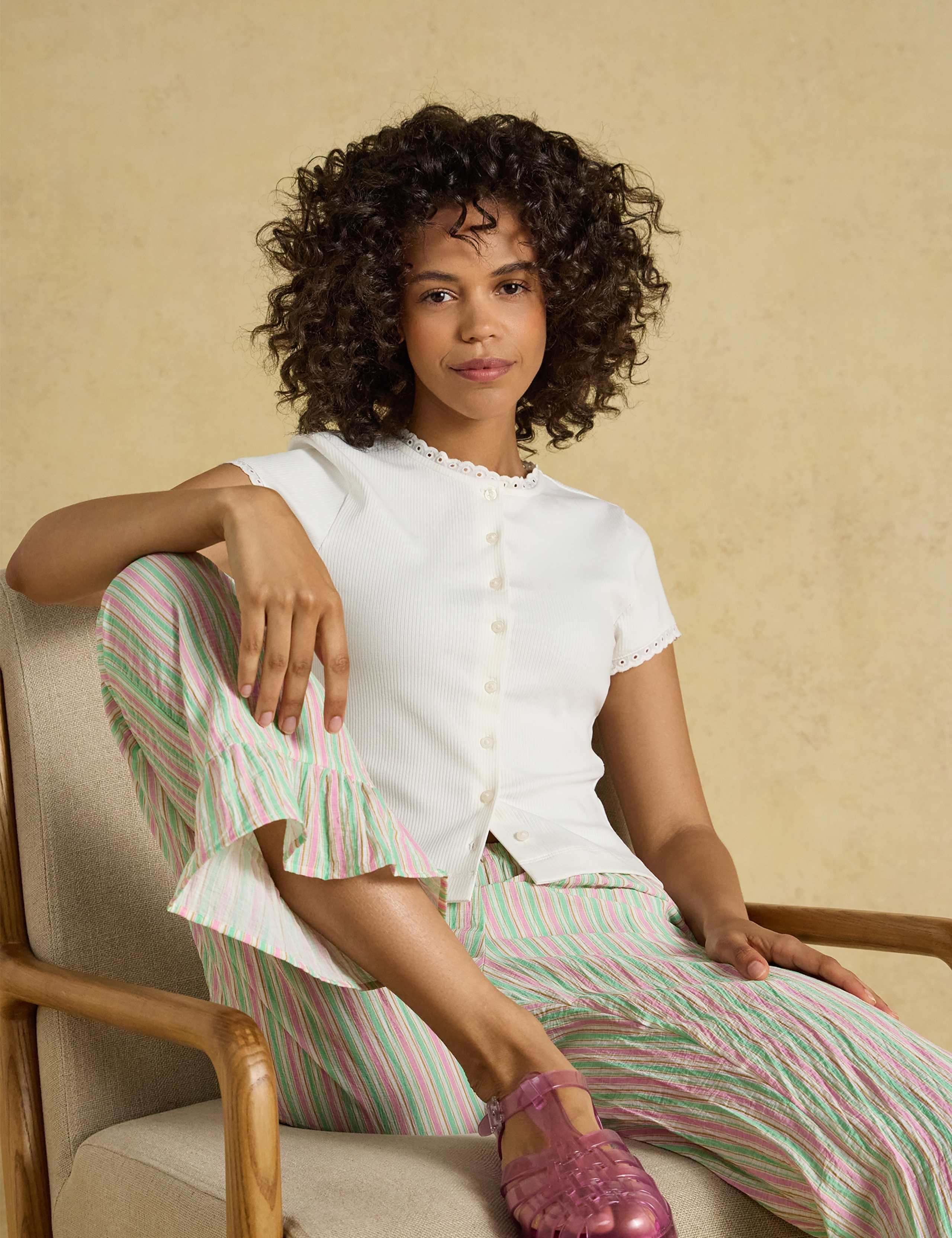 Cotton Rich Broderie Detail Crew Neck Top 7 of 7