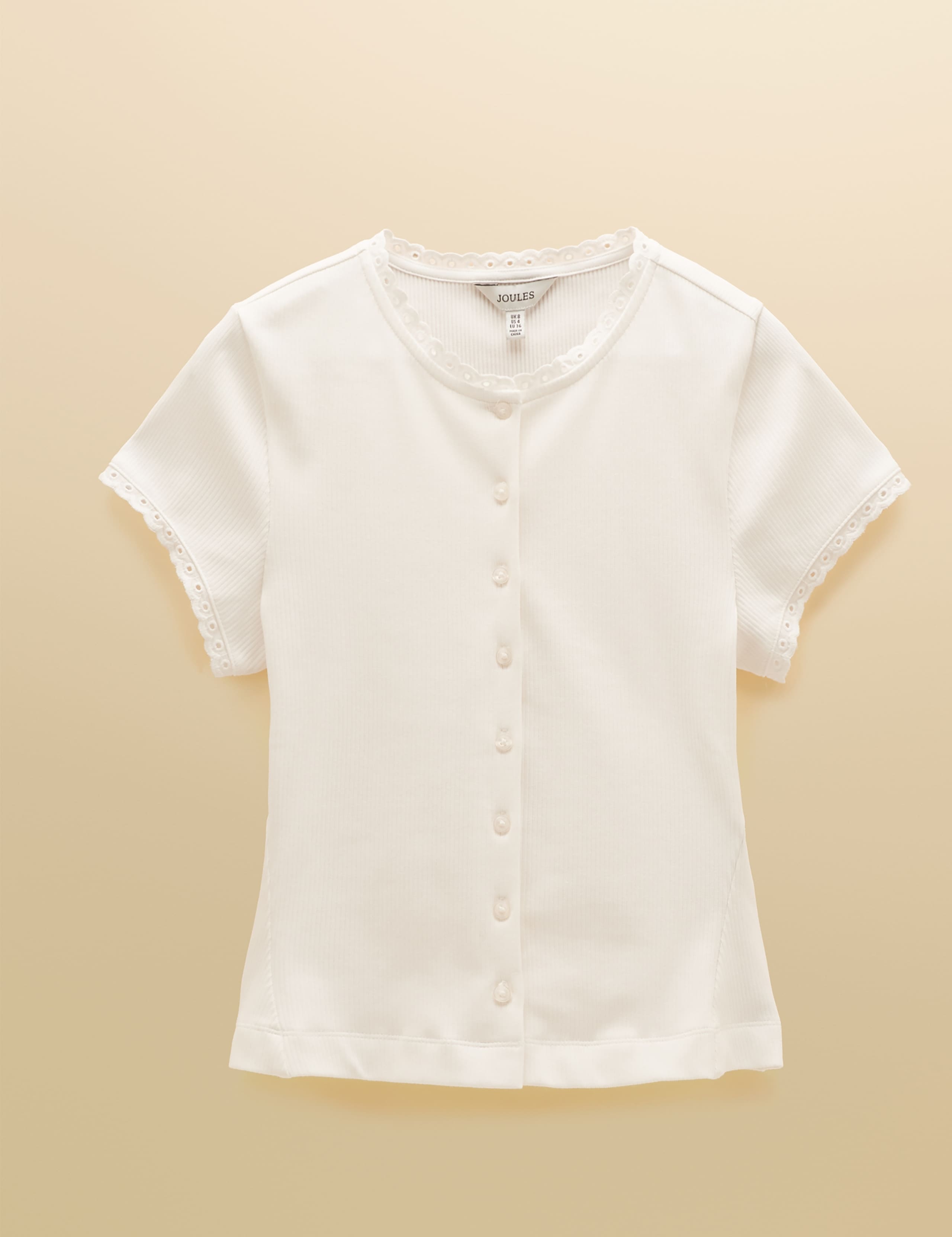 Cotton Rich Broderie Detail Crew Neck Top 2 of 7