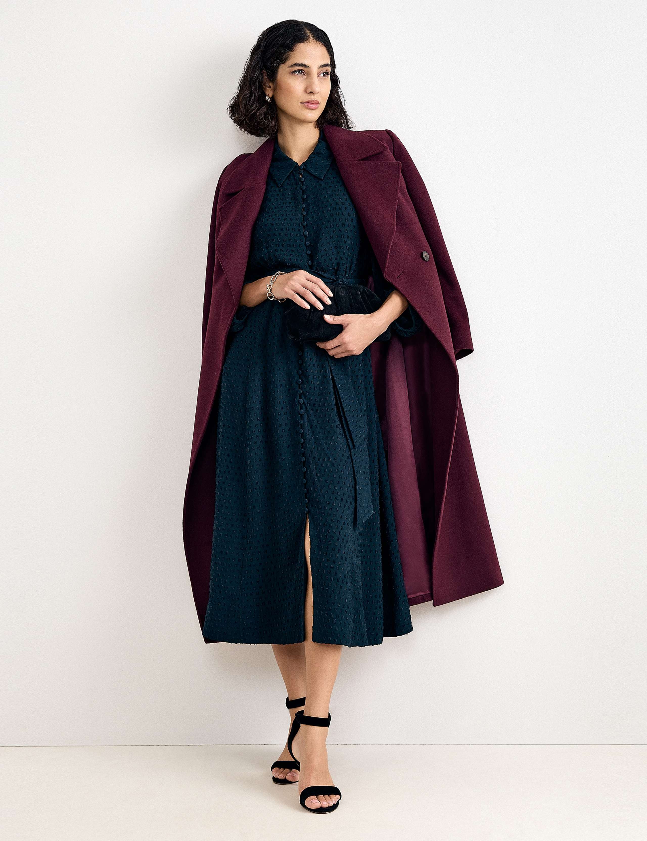 Sheer Textured Belted Shirt Dress 7 of 8