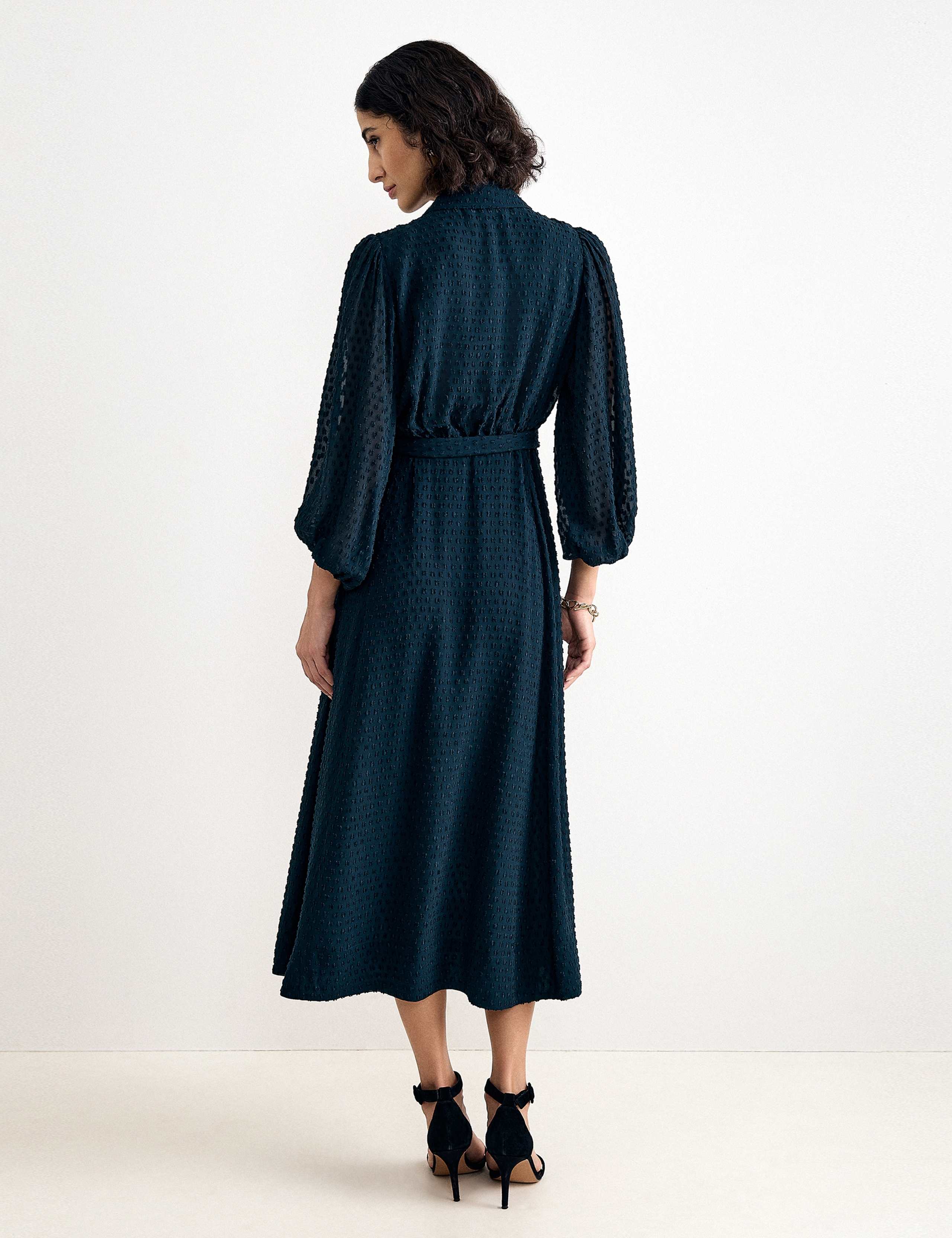 Sheer Textured Belted Shirt Dress 8 of 8