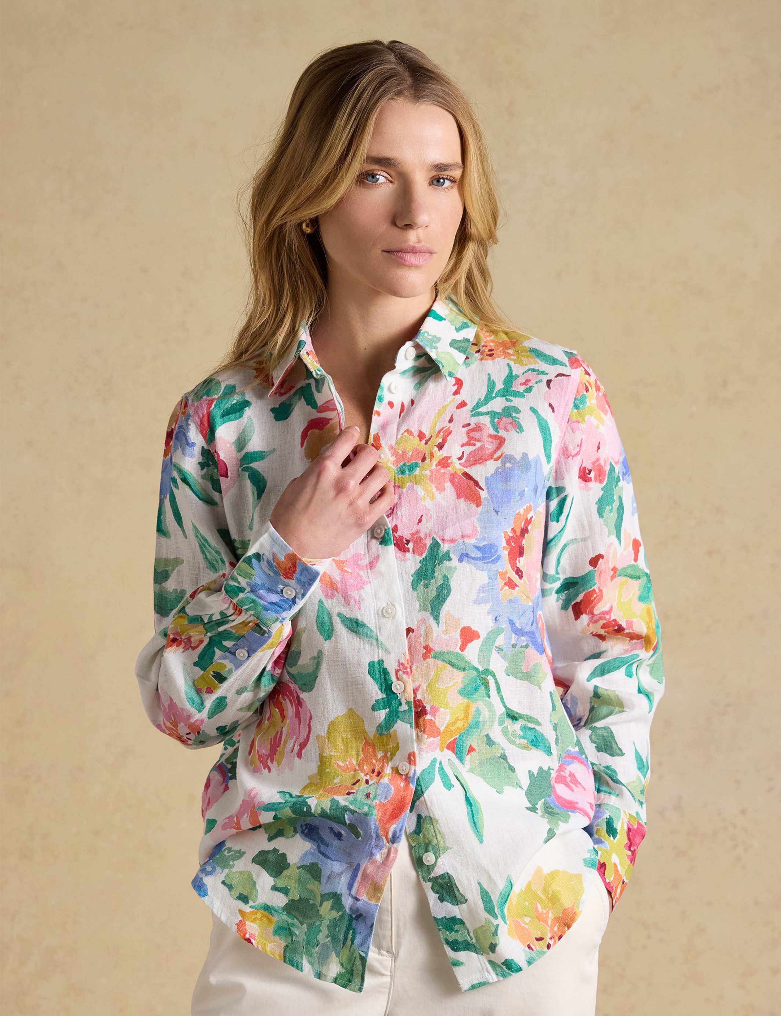 Pure Linen Floral Shirt 1 of 7
