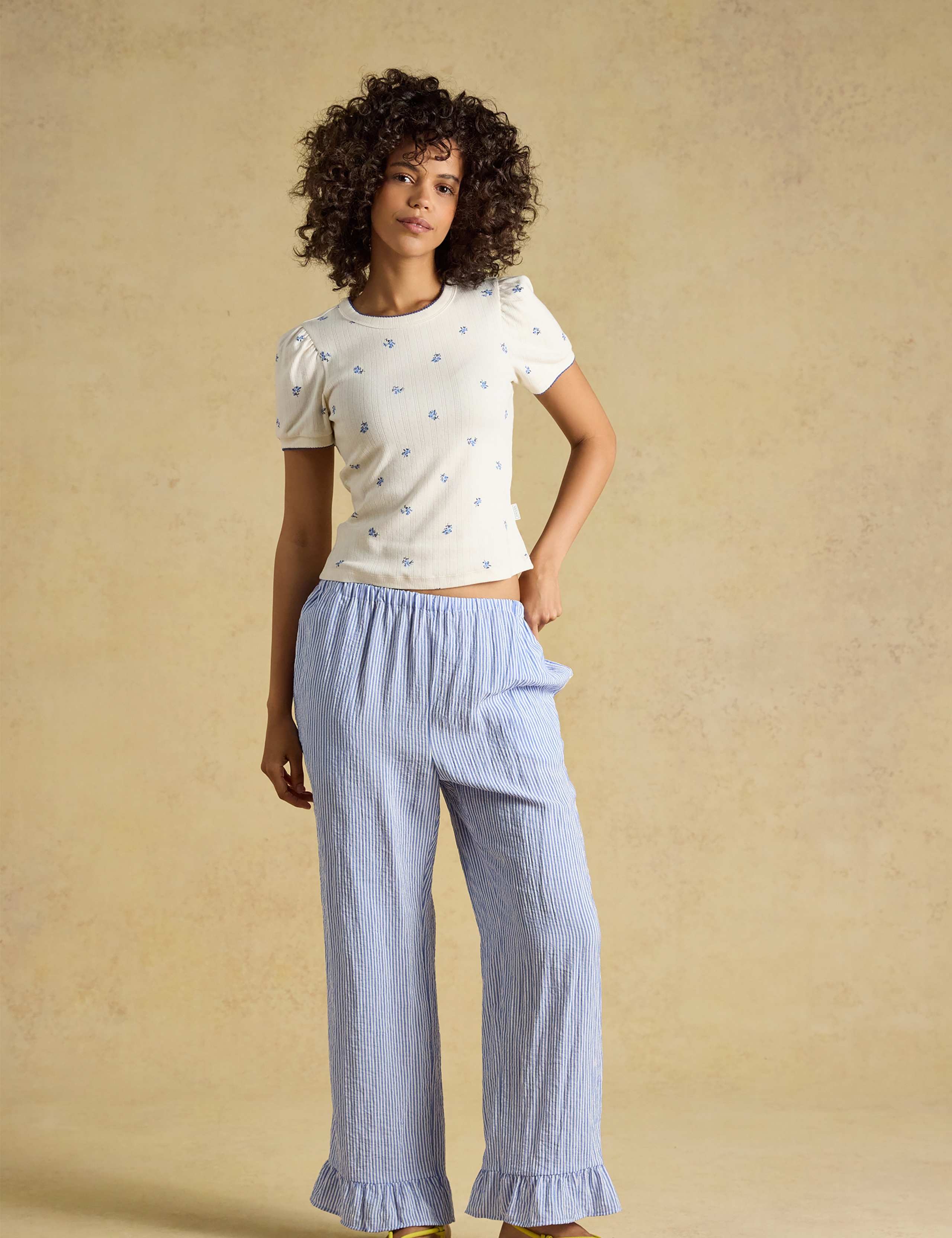 Jersey Floral Pointelle Puff Sleeve Top 7 of 7