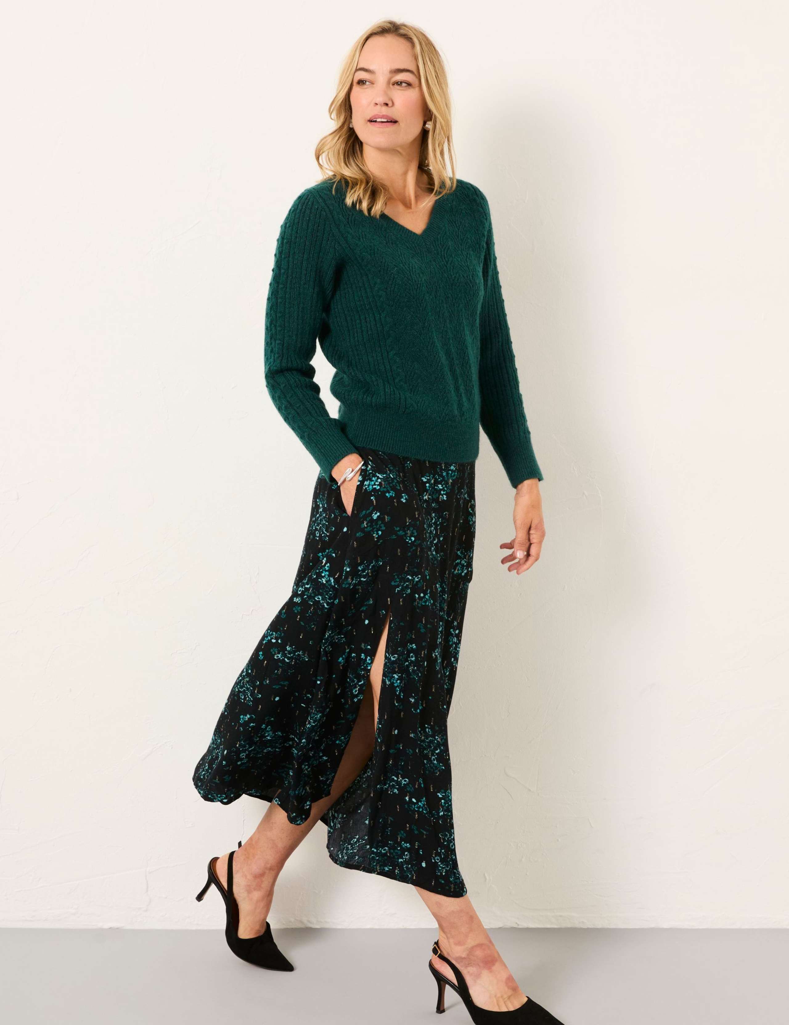 Floral Midi A-Line Skirt 1 of 6