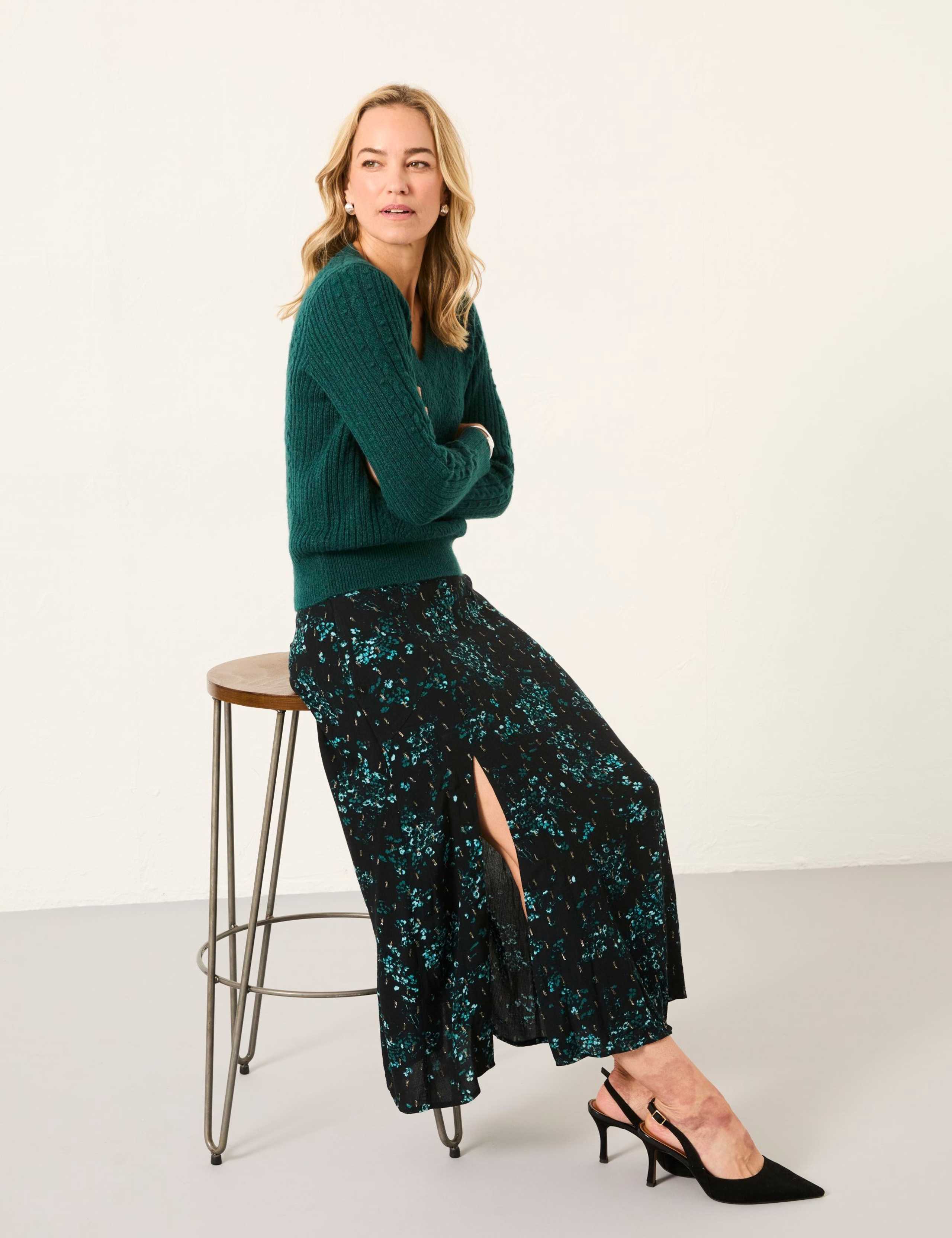 Floral Midi A-Line Skirt 4 of 6