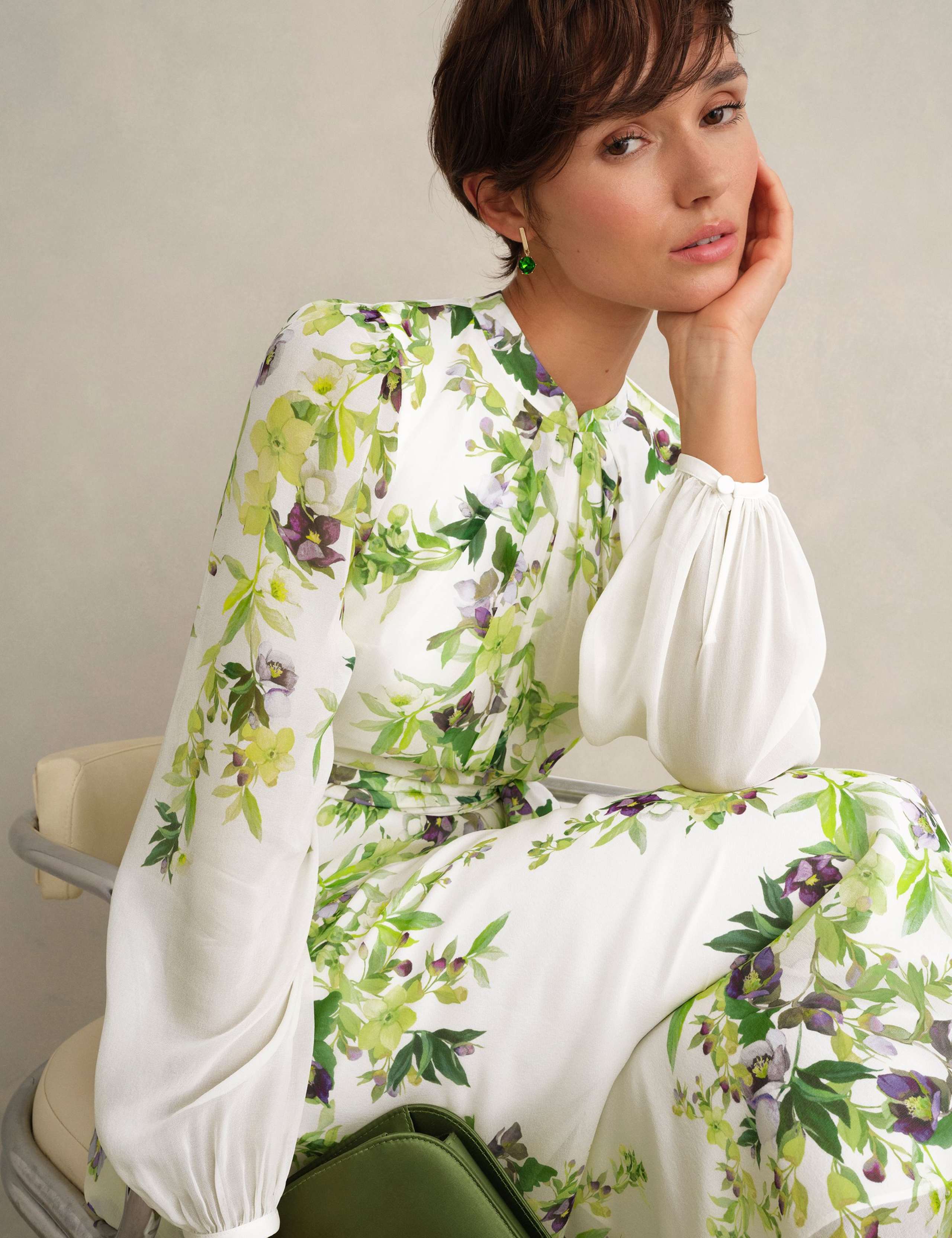 Silk Floral Knee Length Shift Dress 5 of 5