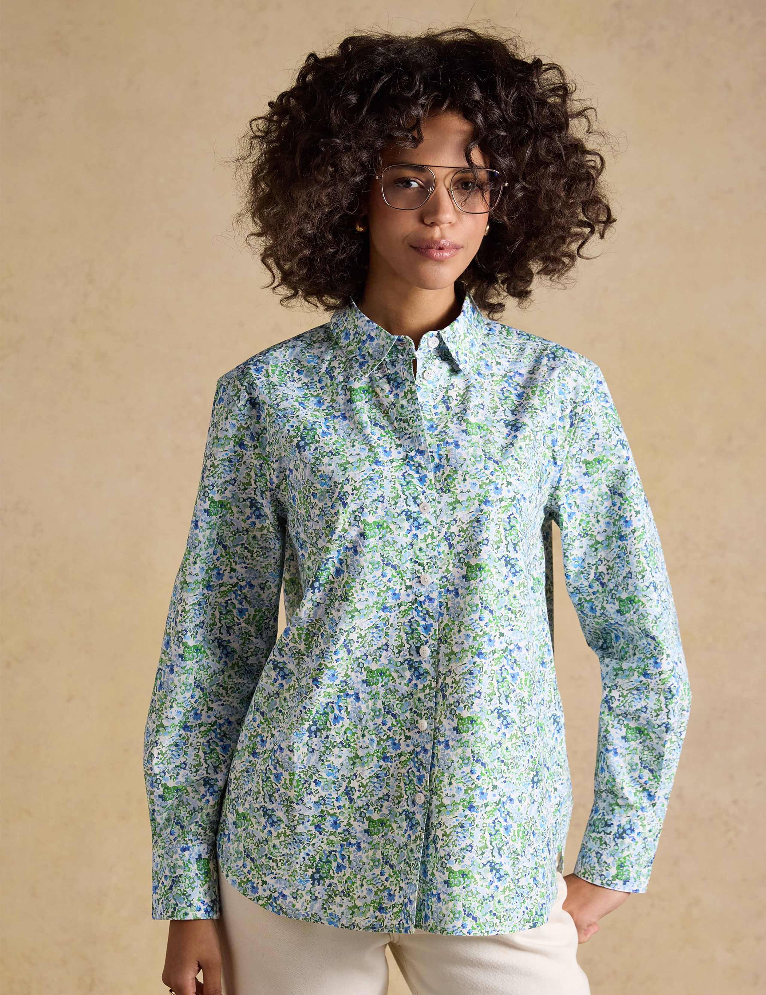 Pure Cotton Floral Collared Shirt 1 of 10