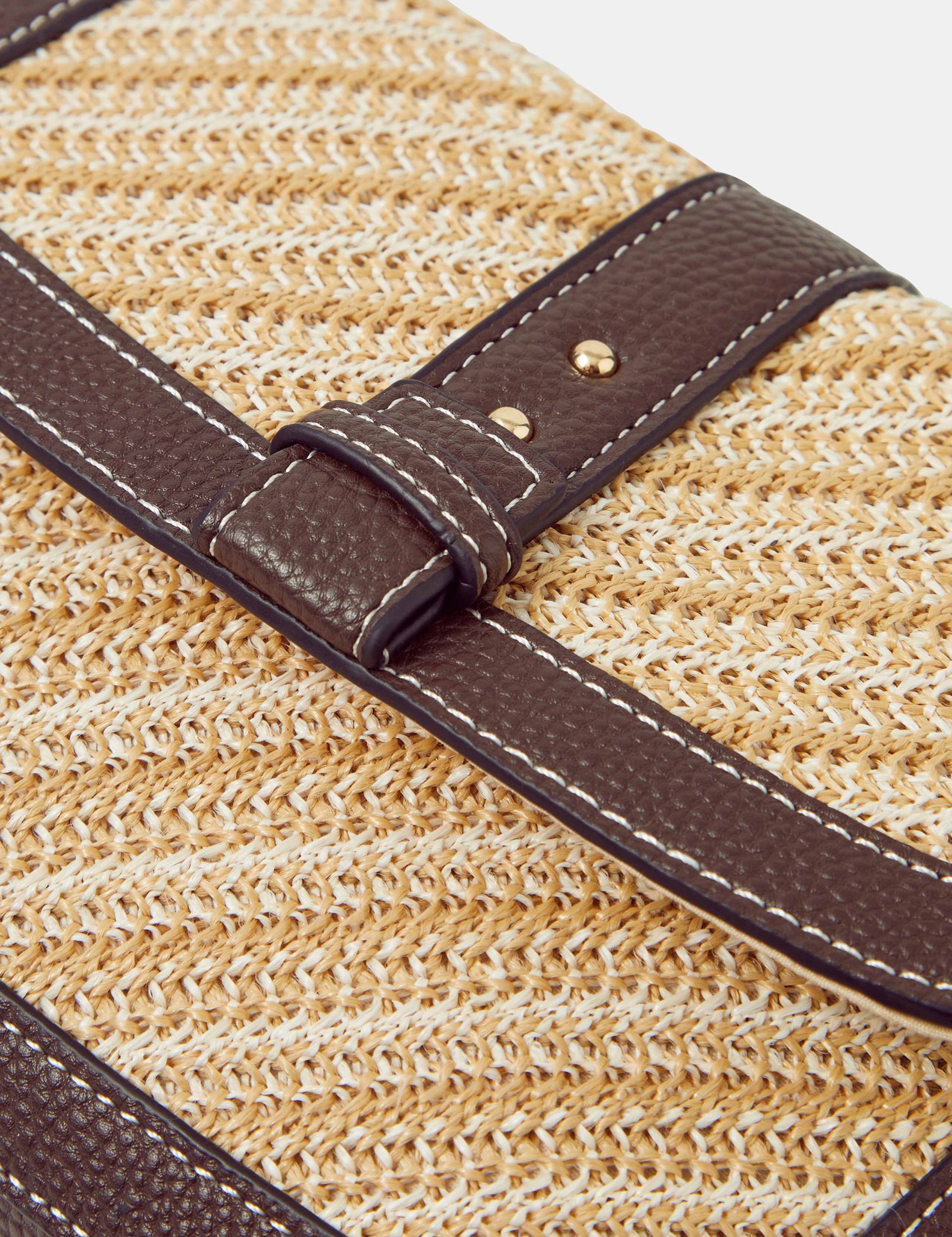 Woven Textured Contrast Trim Cross Body Bag 4 of 5