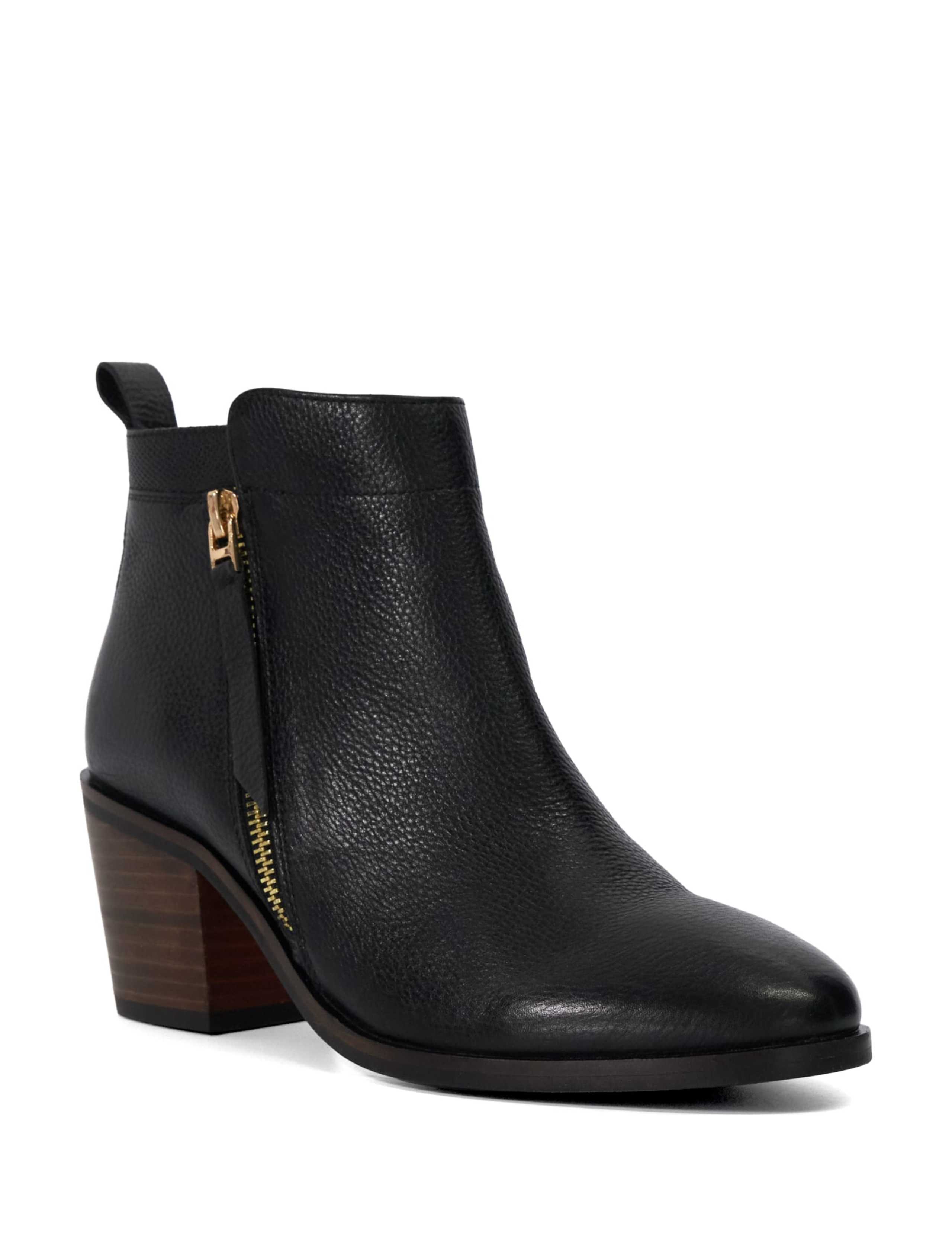 Leather Block Heel Pointed Ankle Boots 3 of 4