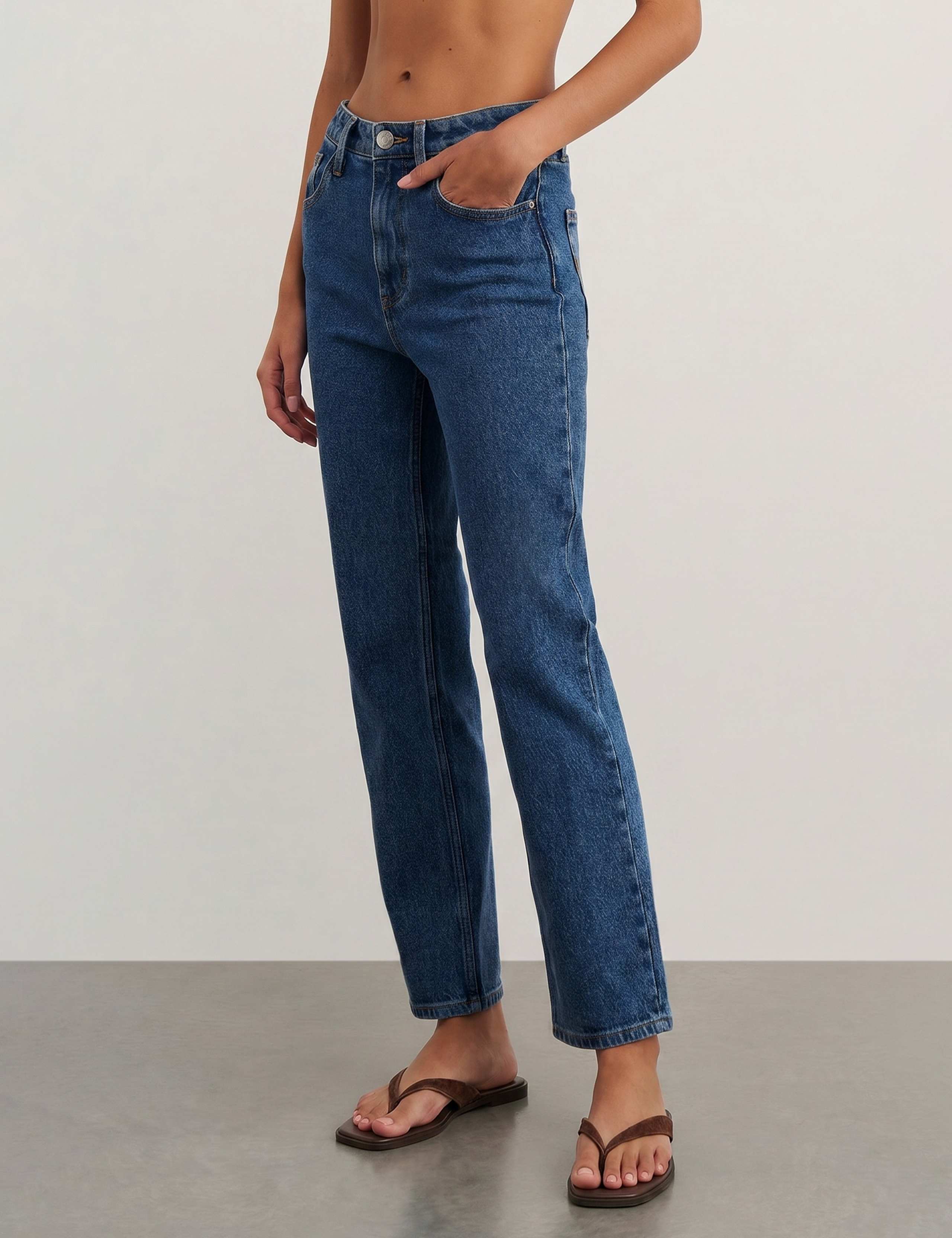 High Waisted Slim Straight Leg Cropped Jeans 5 of 5
