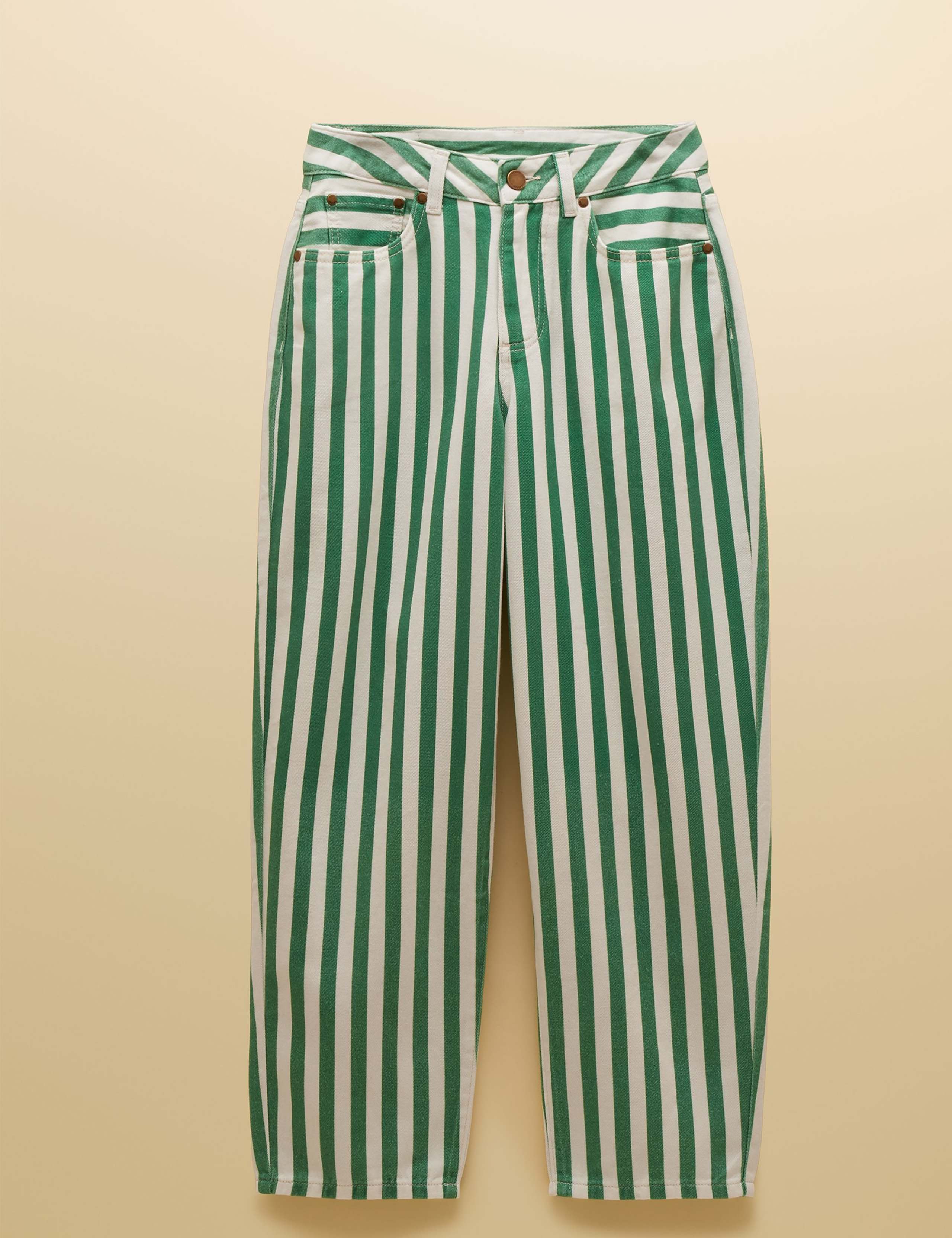 Striped High Waisted Tapered Cropped Jeans 5 of 7