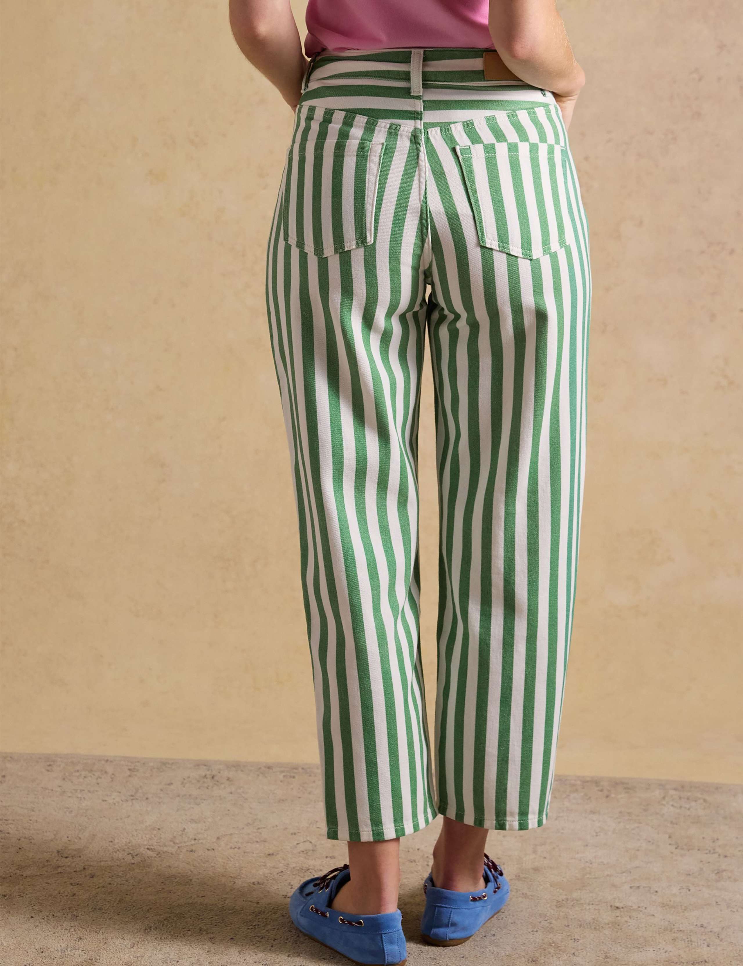 Striped High Waisted Tapered Cropped Jeans 6 of 7