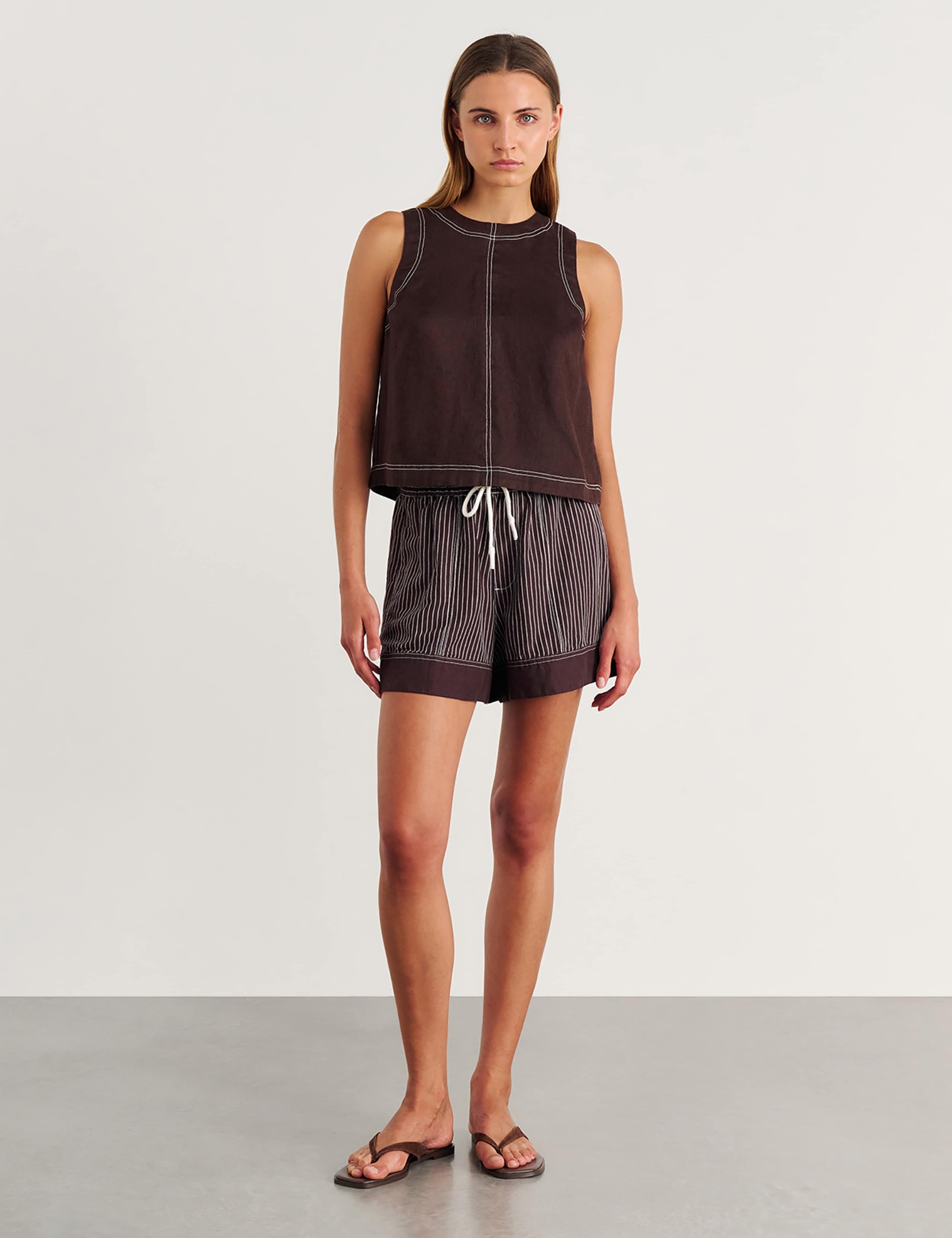 Pure Linen Round Neck Vest Top 2 of 6