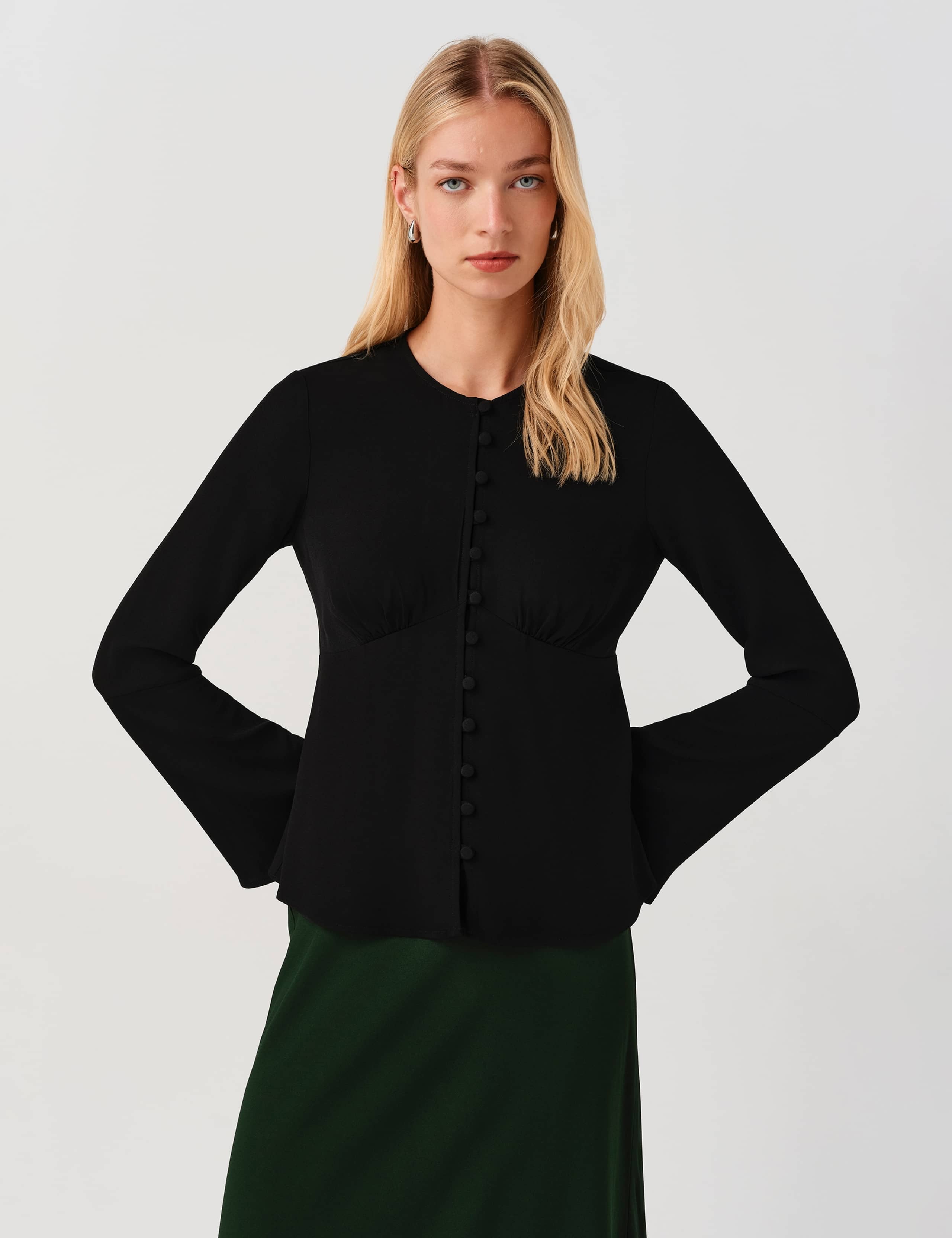Round Neck Button Long Sleeve Blouse 4 of 10