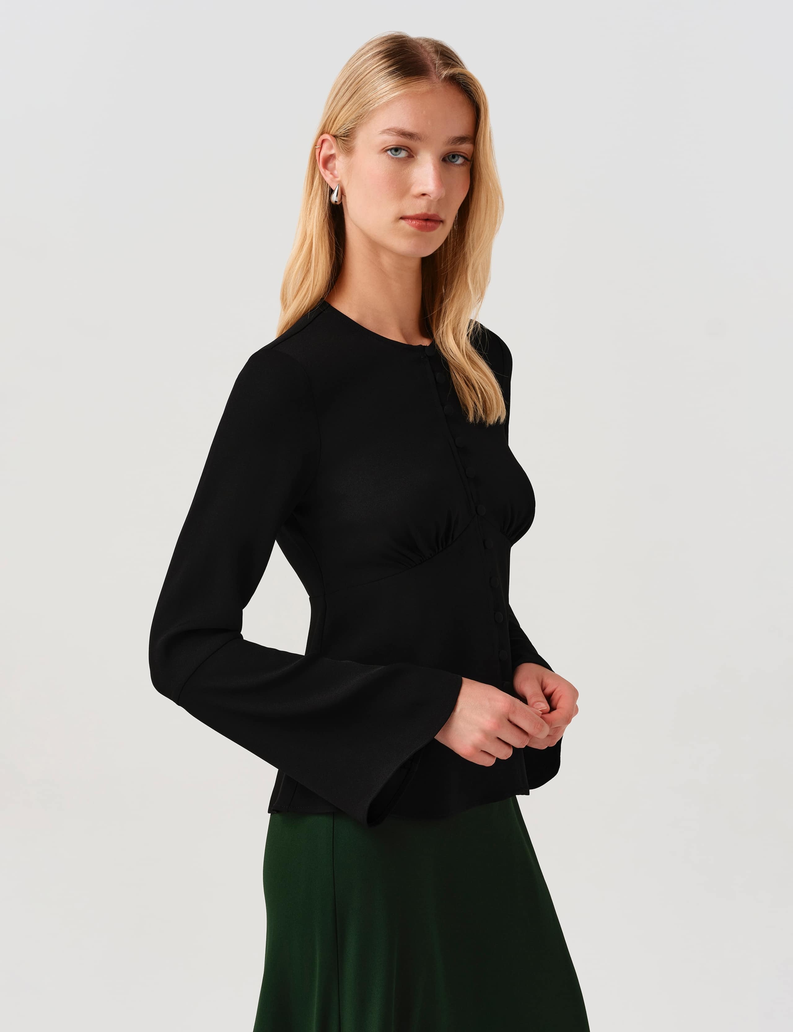 Round Neck Button Long Sleeve Blouse 5 of 10