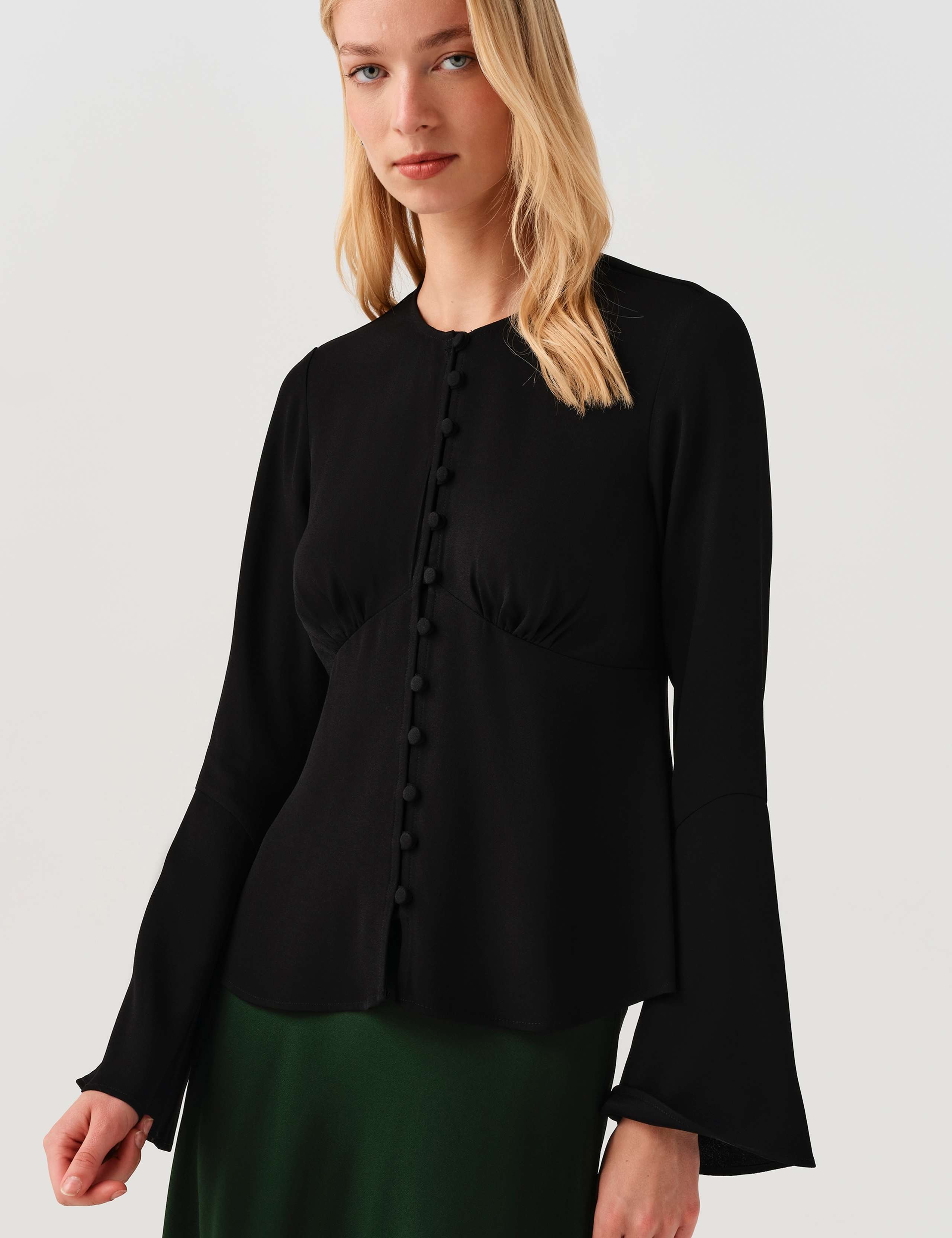 Round Neck Button Long Sleeve Blouse 7 of 10
