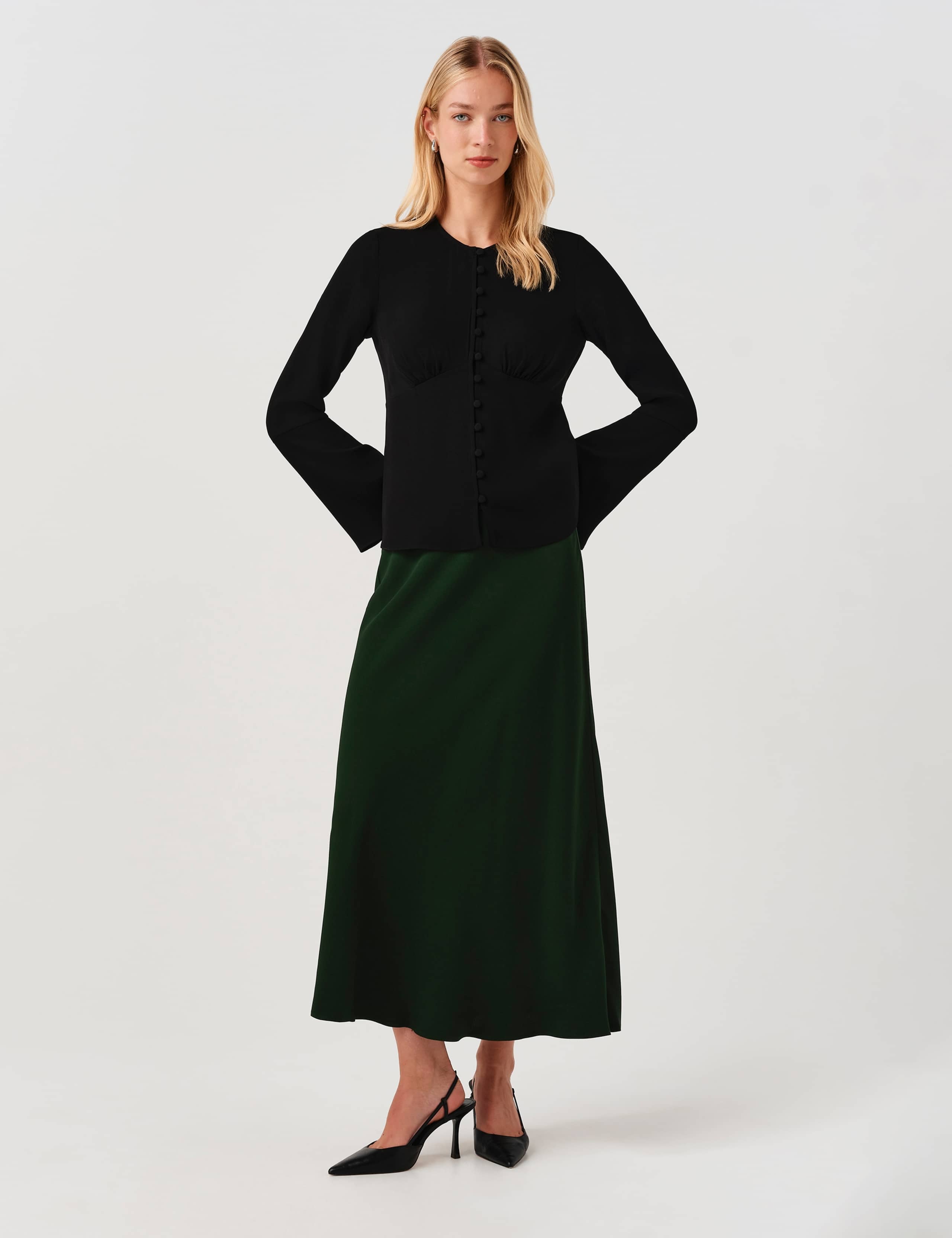 Round Neck Button Long Sleeve Blouse 8 of 10