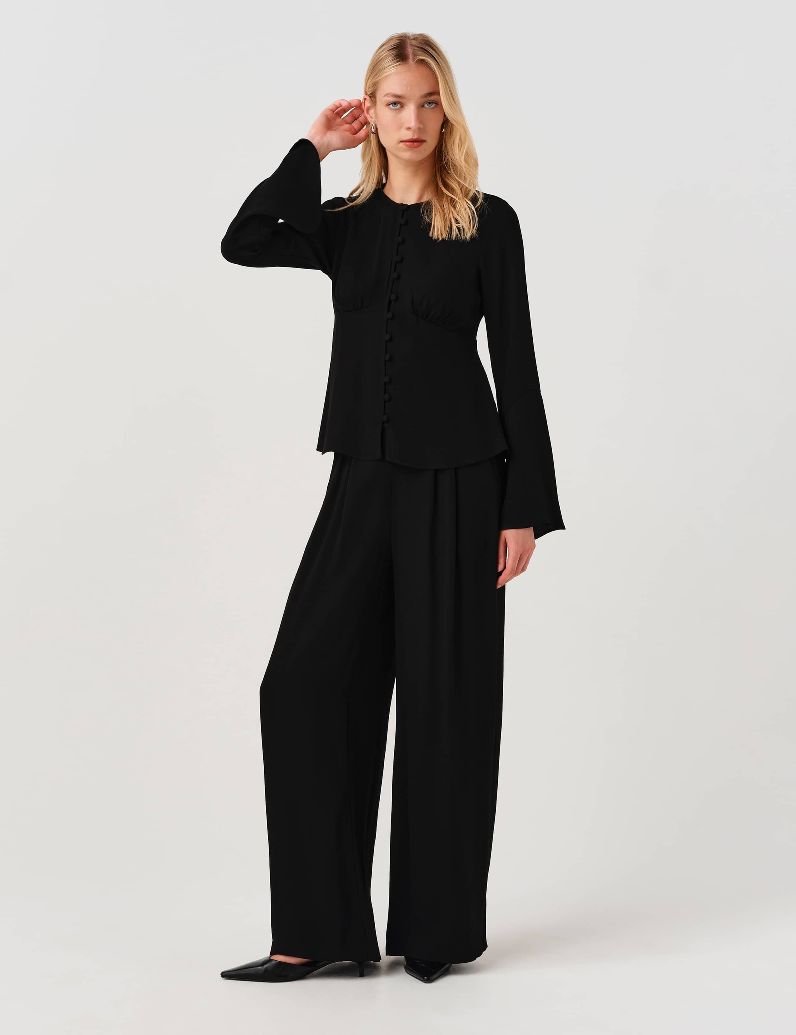 Round Neck Button Long Sleeve Blouse 10 of 10