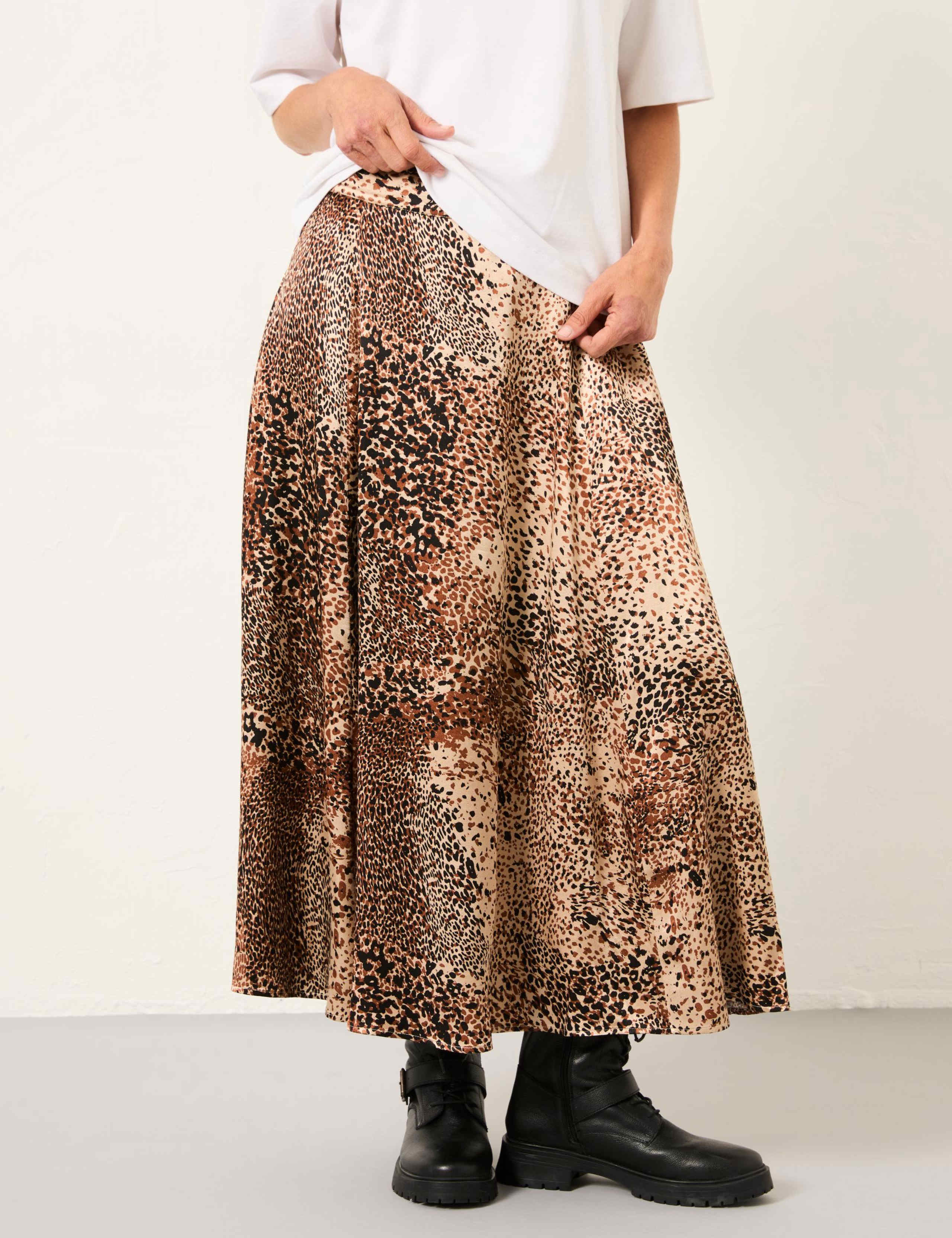 Animal Print Midi A-Line Skirt 3 of 6