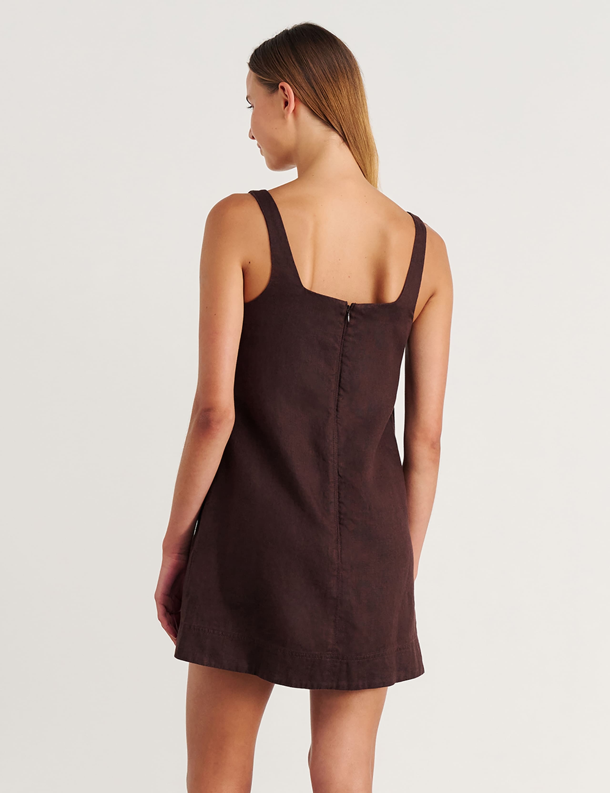 Pure Linen Square Neck Mini Shift Dress 5 of 6