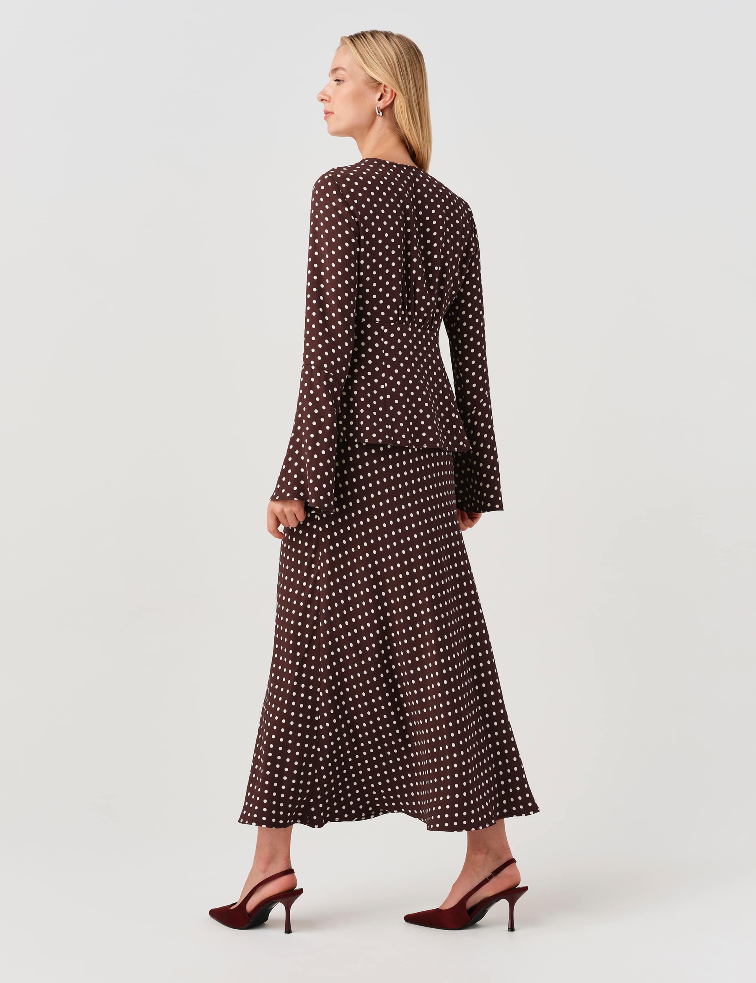 V Neck Polka Dot Long Sleeve Blouse 7 of 10