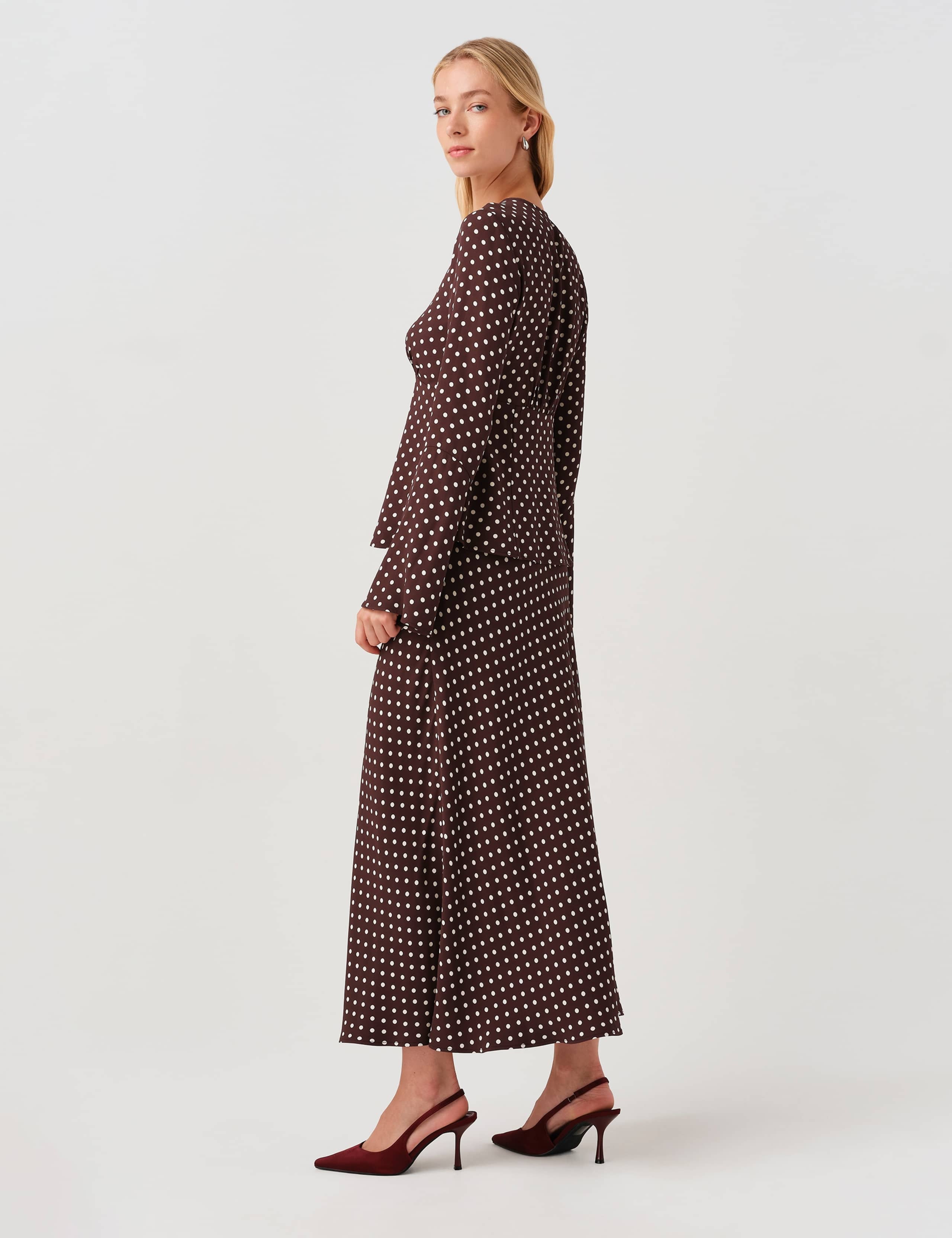 V Neck Polka Dot Long Sleeve Blouse 8 of 10