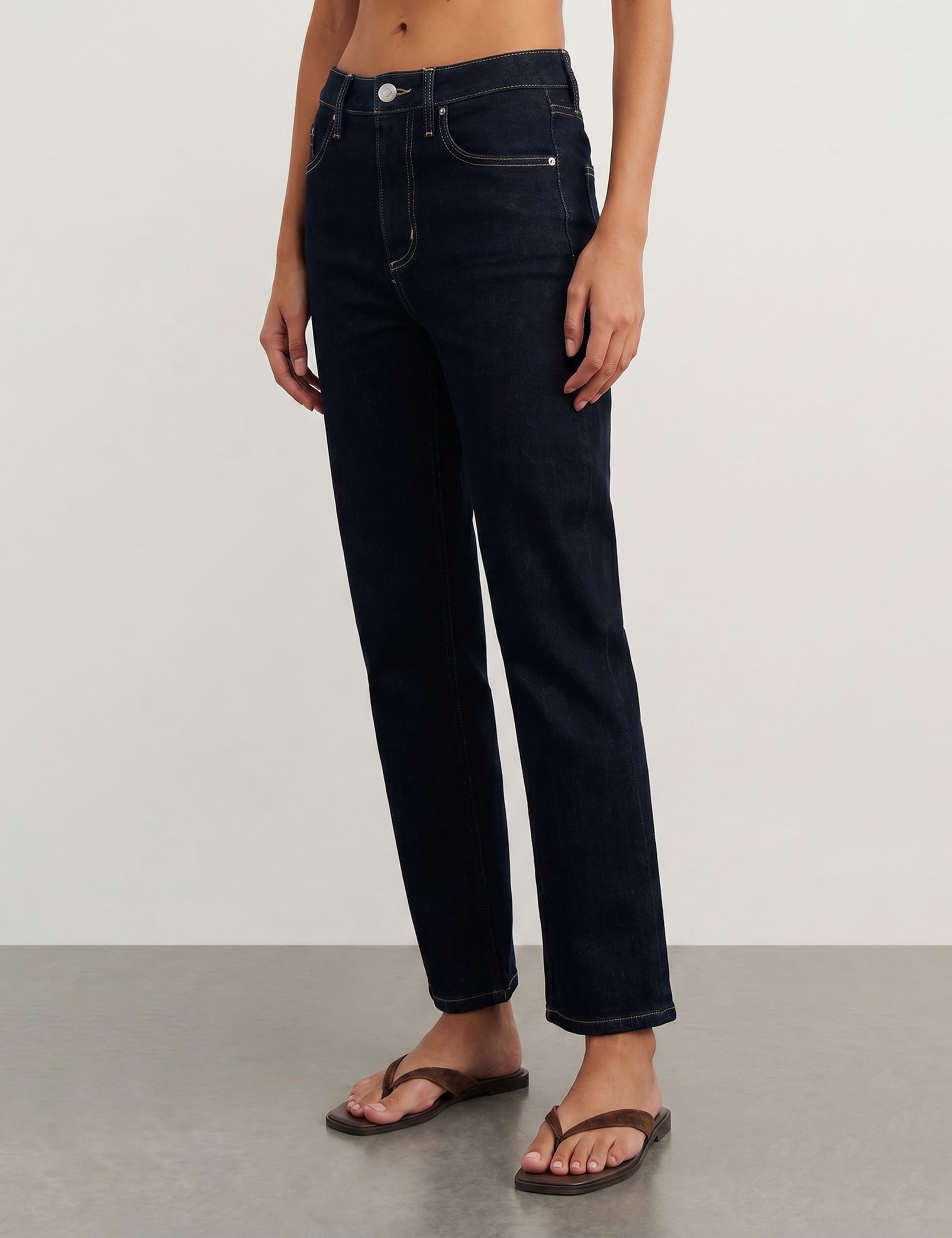 High Waisted Slim Straight Leg Cropped Jeans 5 of 5