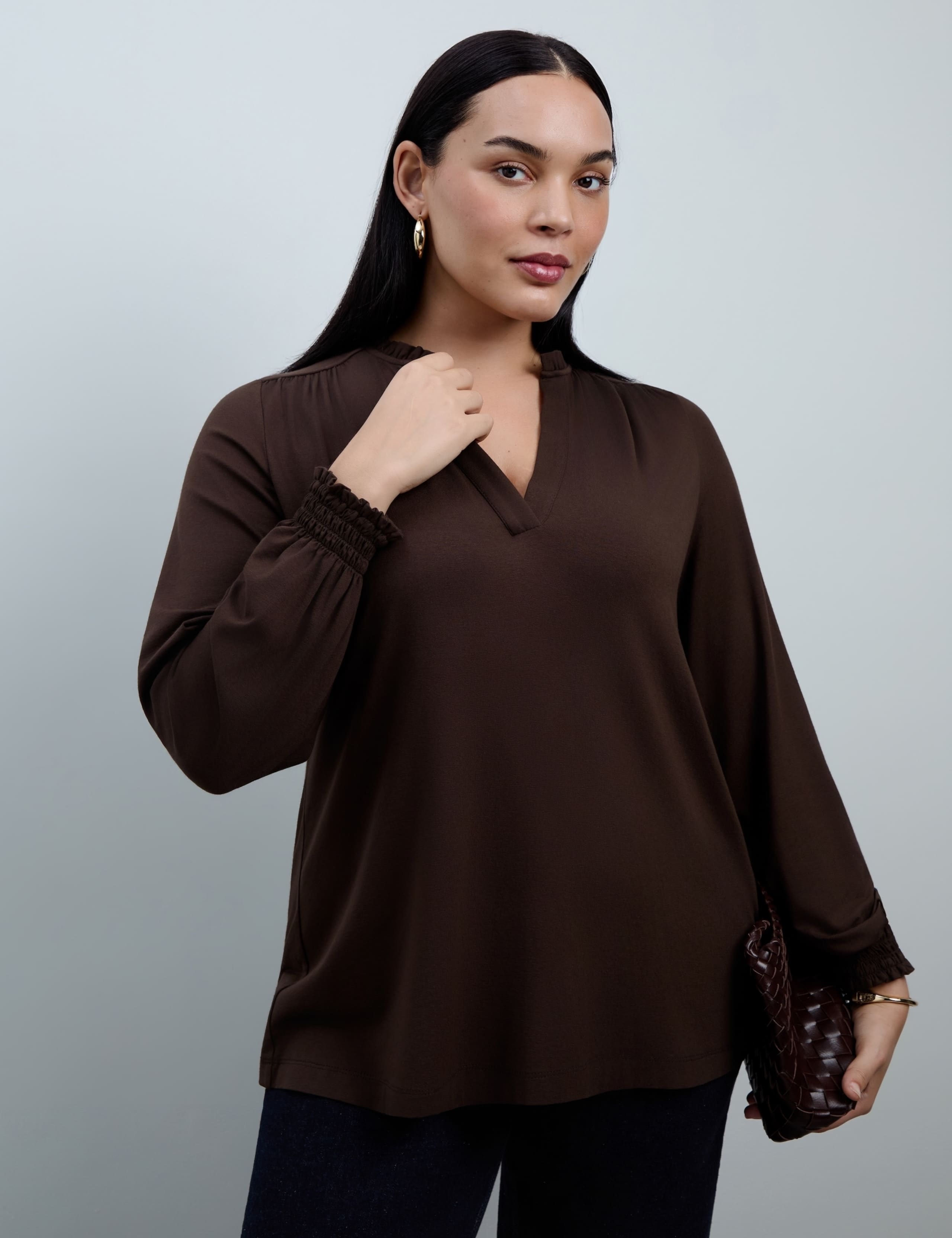 Curve Jersey Ruffle Neck Blouse 2 of 4