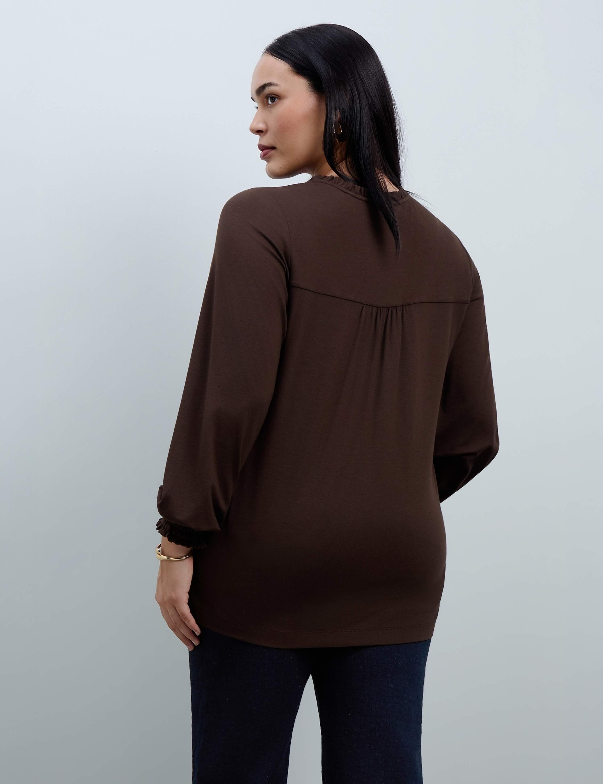 Curve Jersey Ruffle Neck Blouse 3 of 4