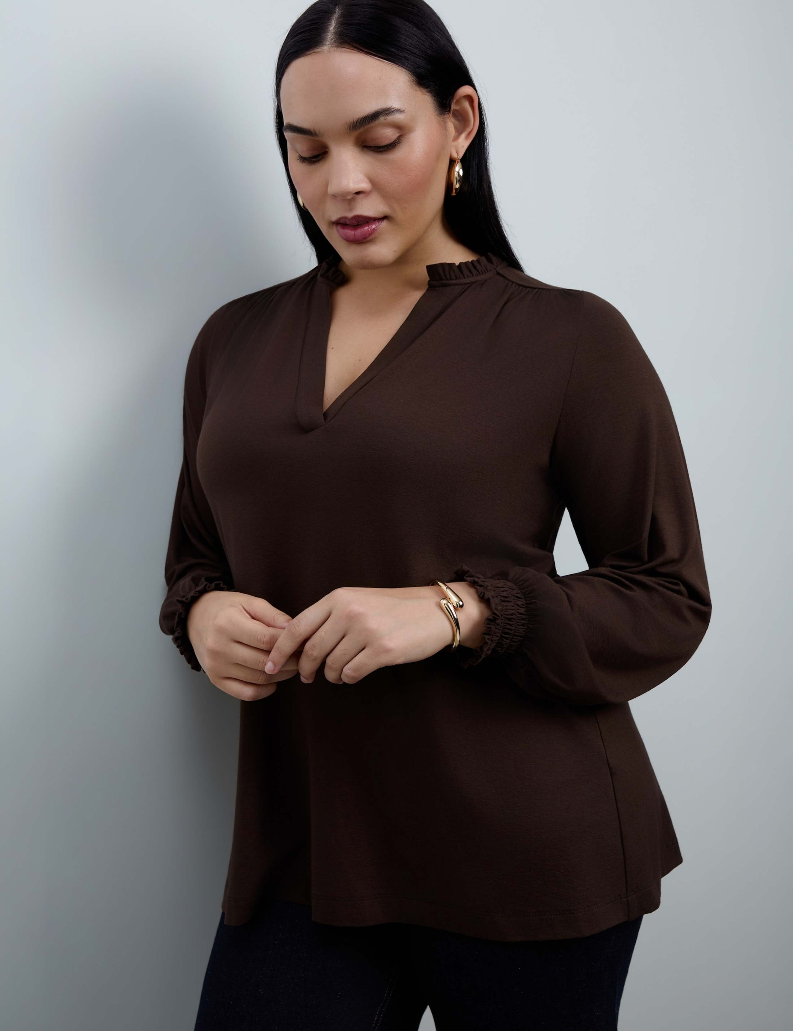 Curve Jersey Ruffle Neck Blouse 4 of 4