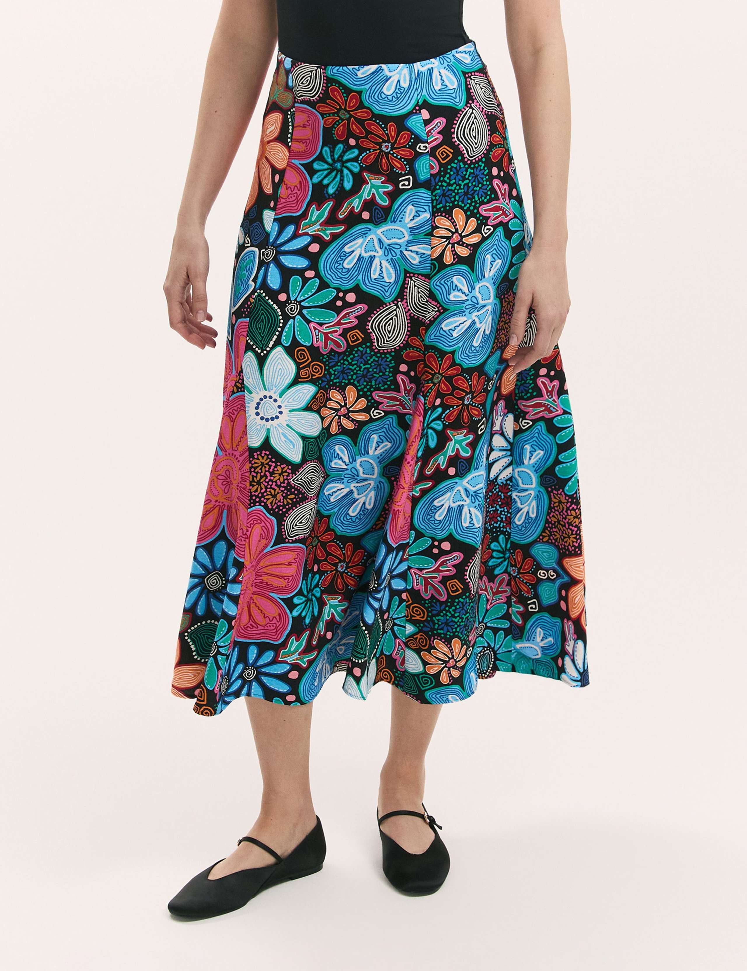 Floral Midi A-Line Skirt 1 of 4