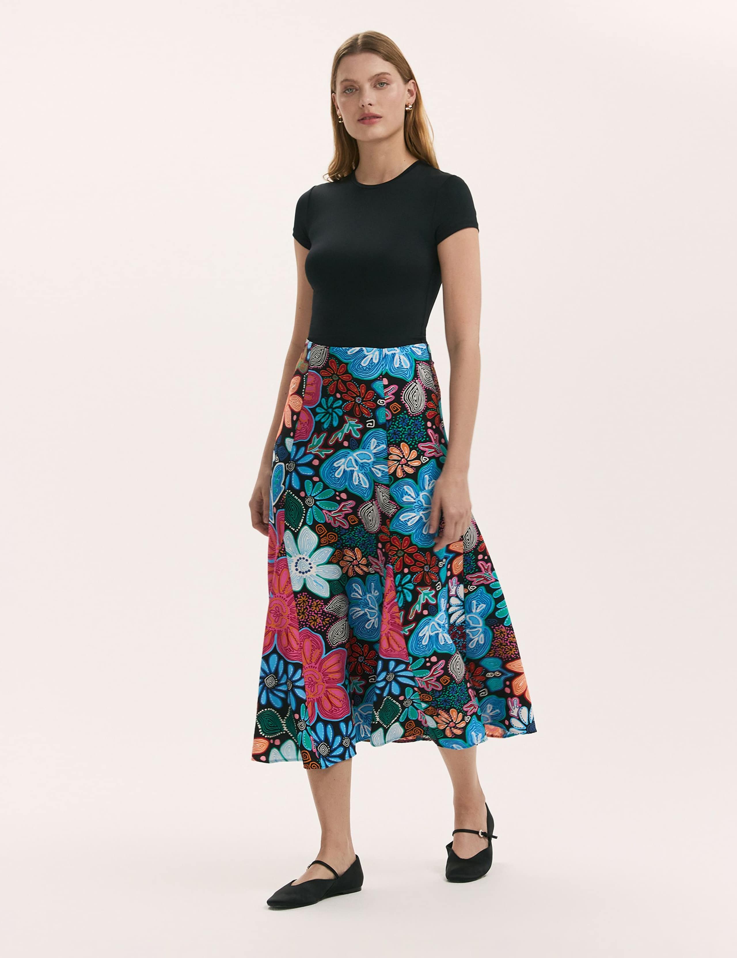 Floral Midi A-Line Skirt 4 of 4