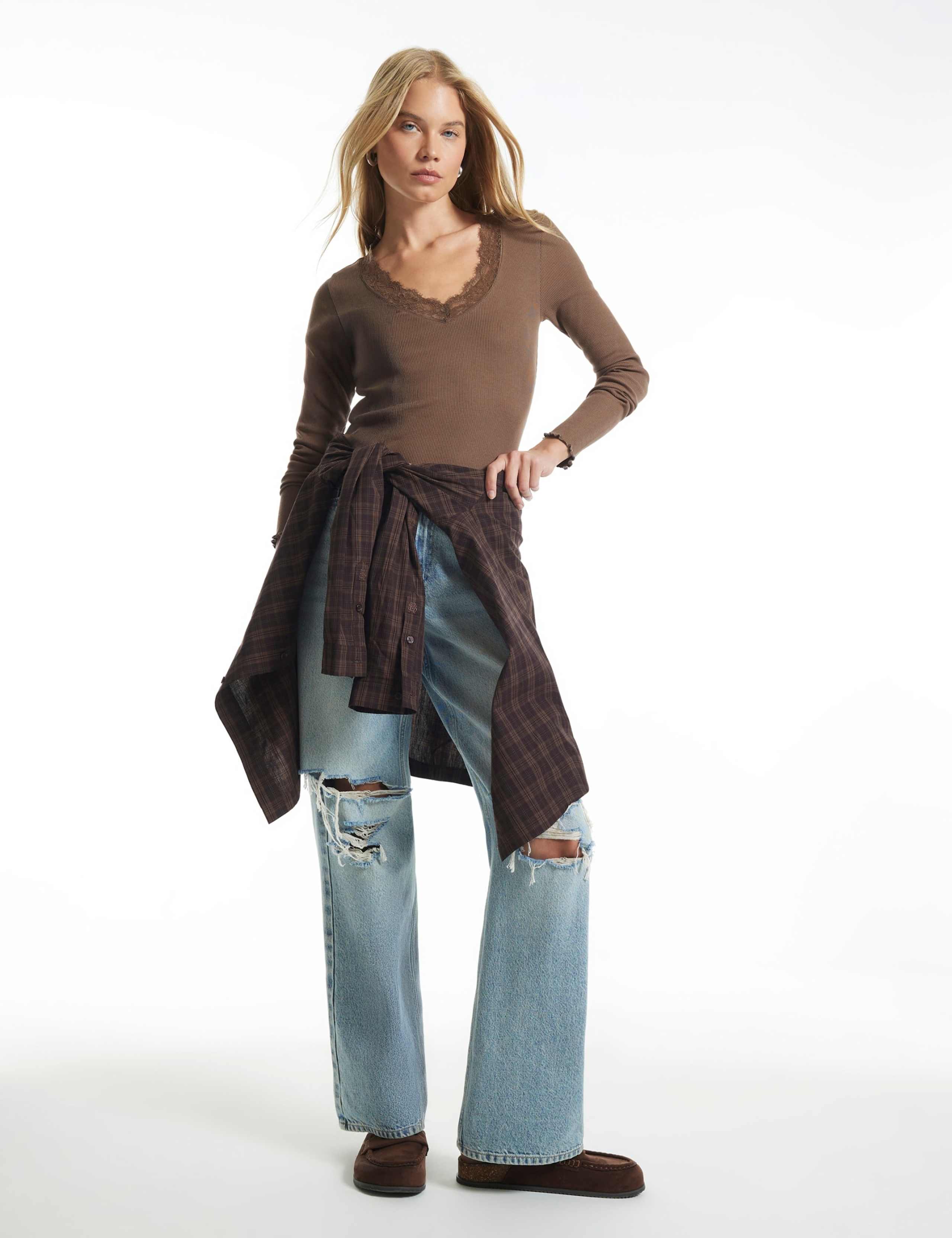 Pure Cotton Lace V Neck Top 4 of 6