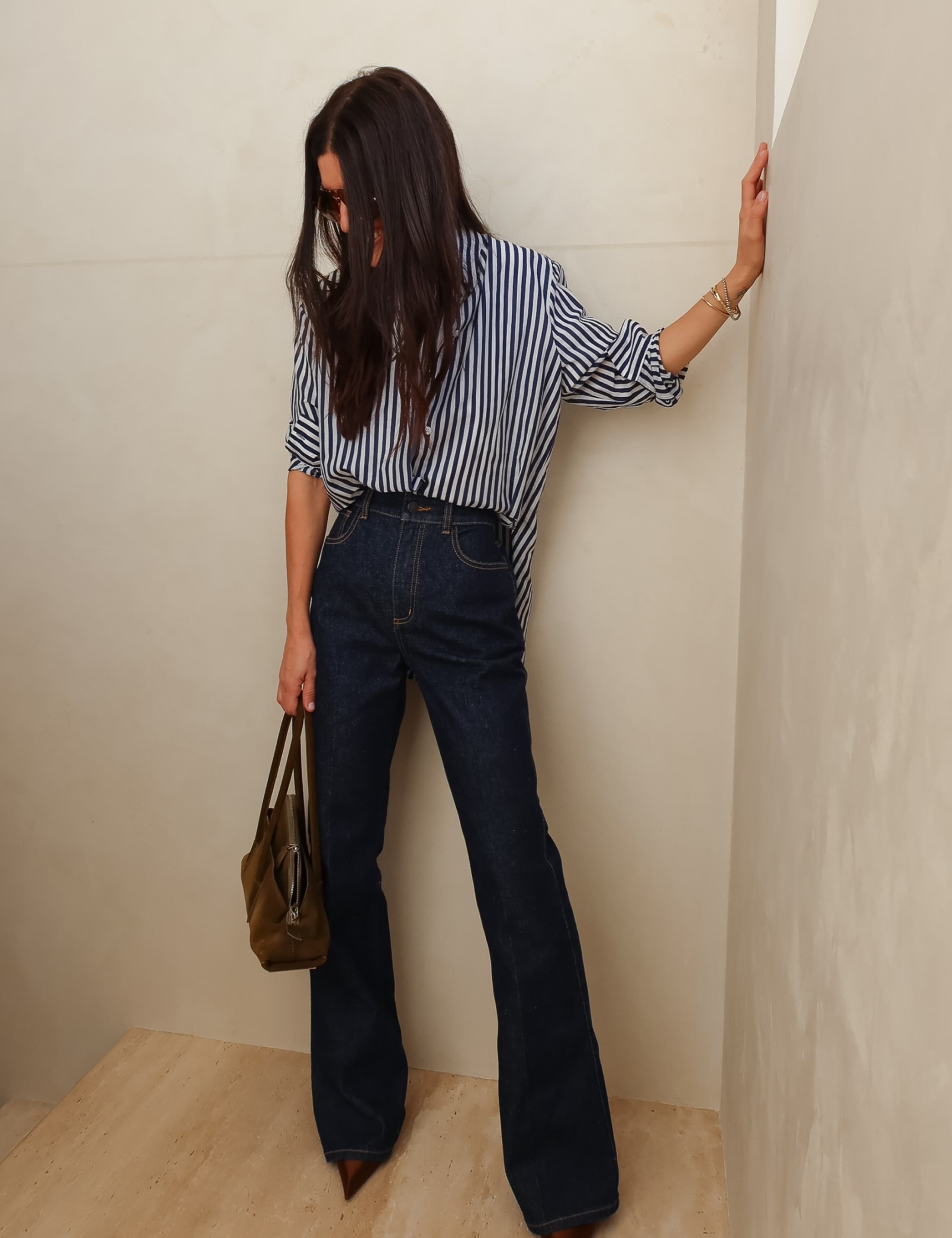 High Waisted Crease Front Bootcut Jeans with Lyocell 4 of 8