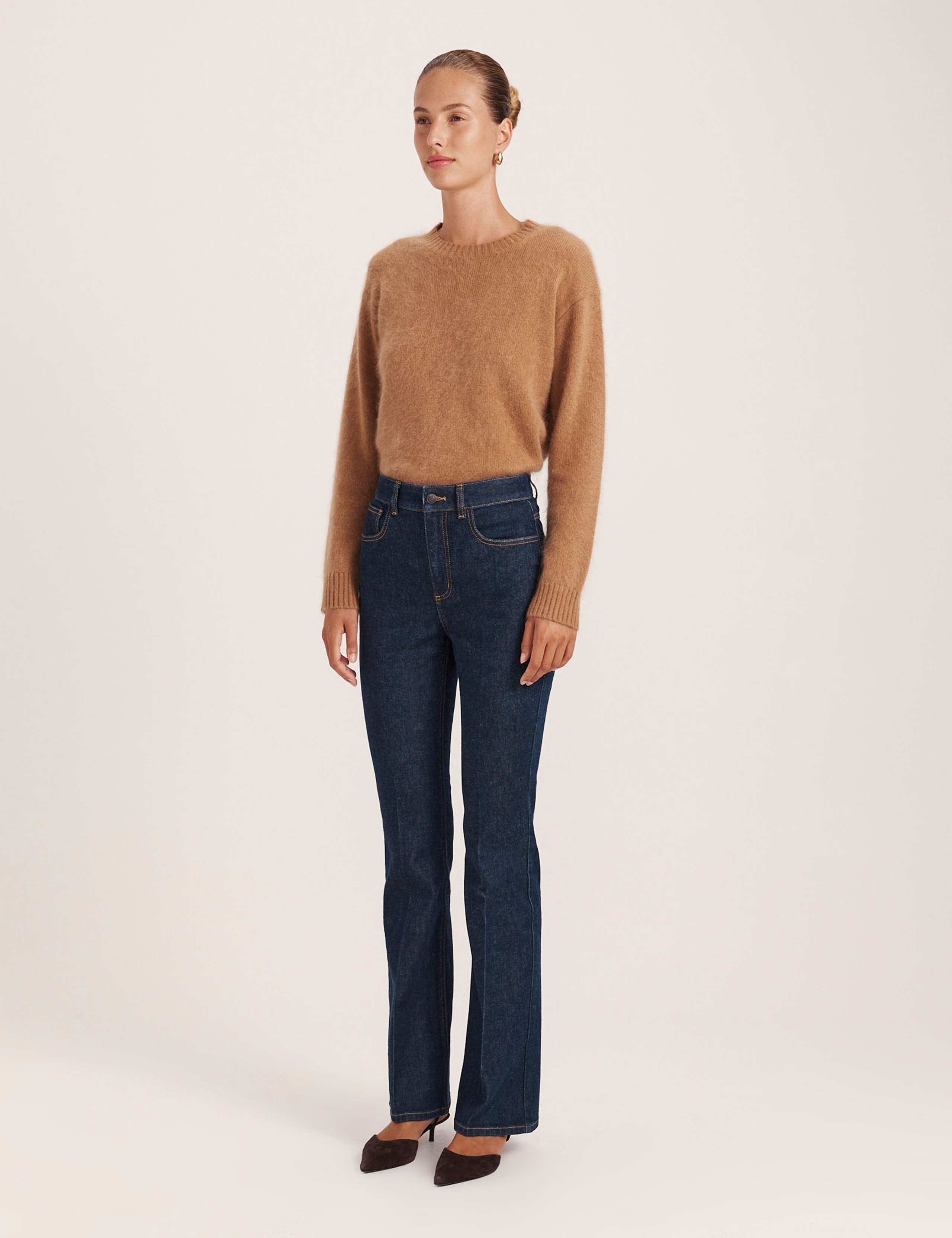 High Waisted Crease Front Bootcut Jeans with Lyocell 7 of 8