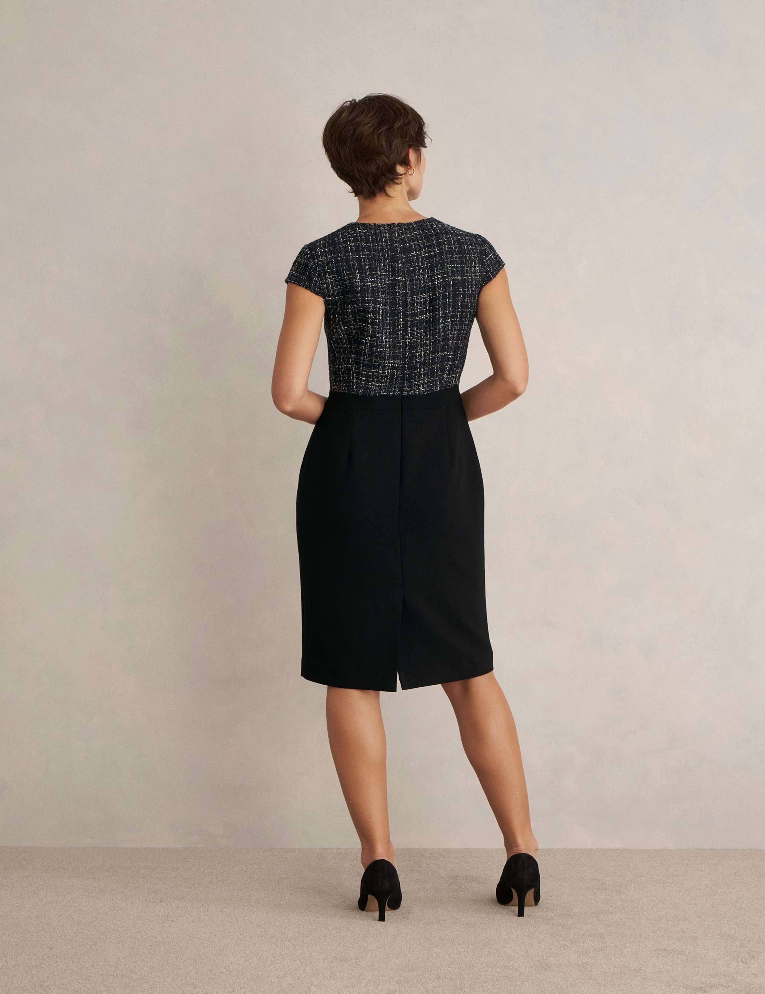 Textured Round Neck Mini Tailored Dress 4 of 6