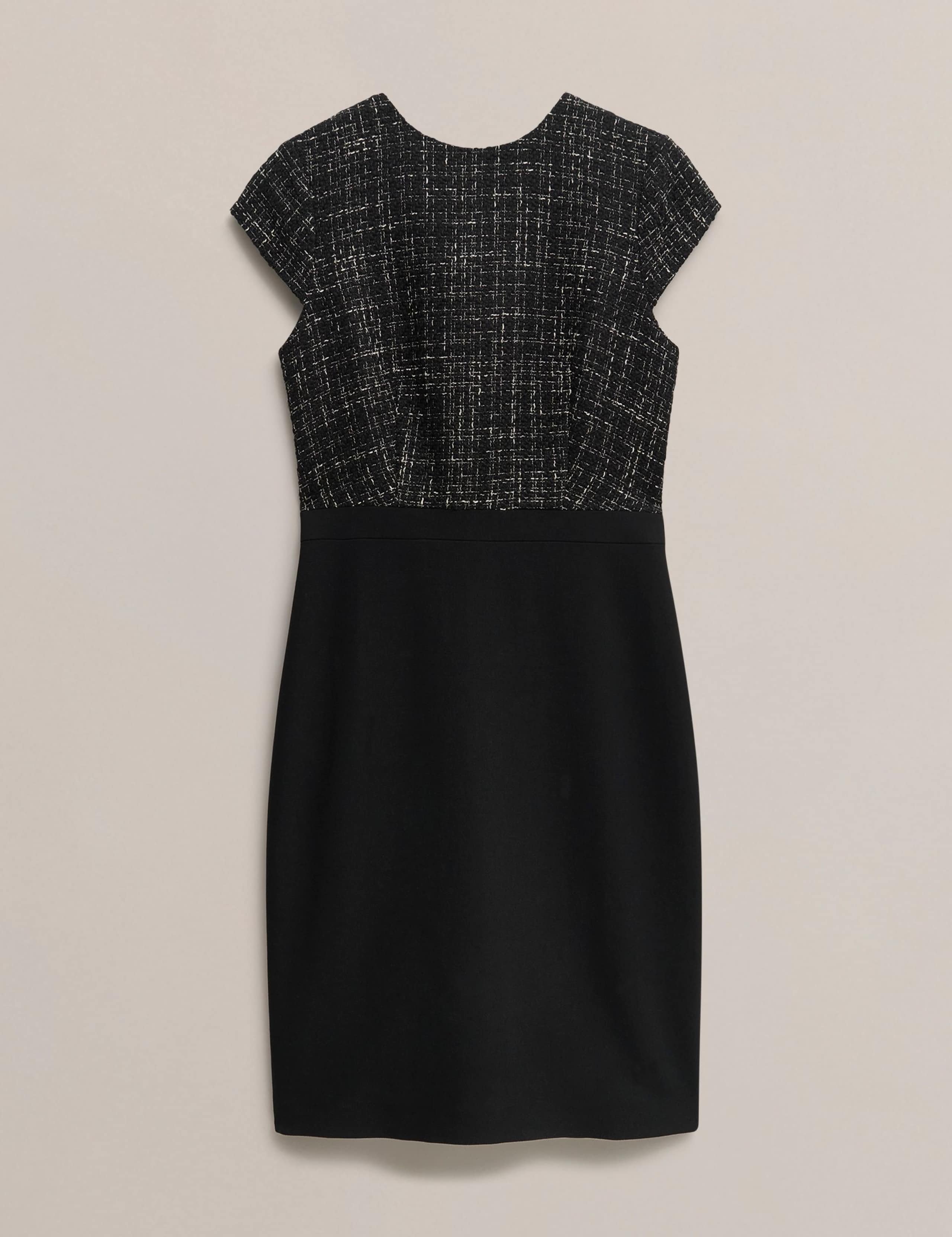 Textured Round Neck Mini Tailored Dress 2 of 6