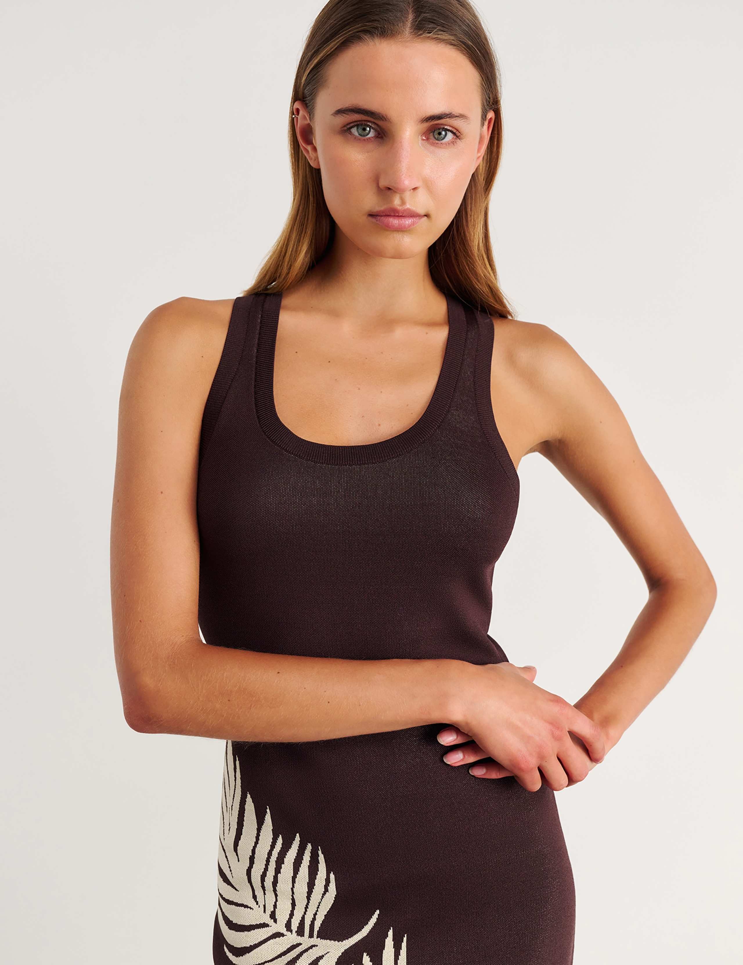 Knitted Printed Scoop Neck Mini Bodycon Dress 5 of 7