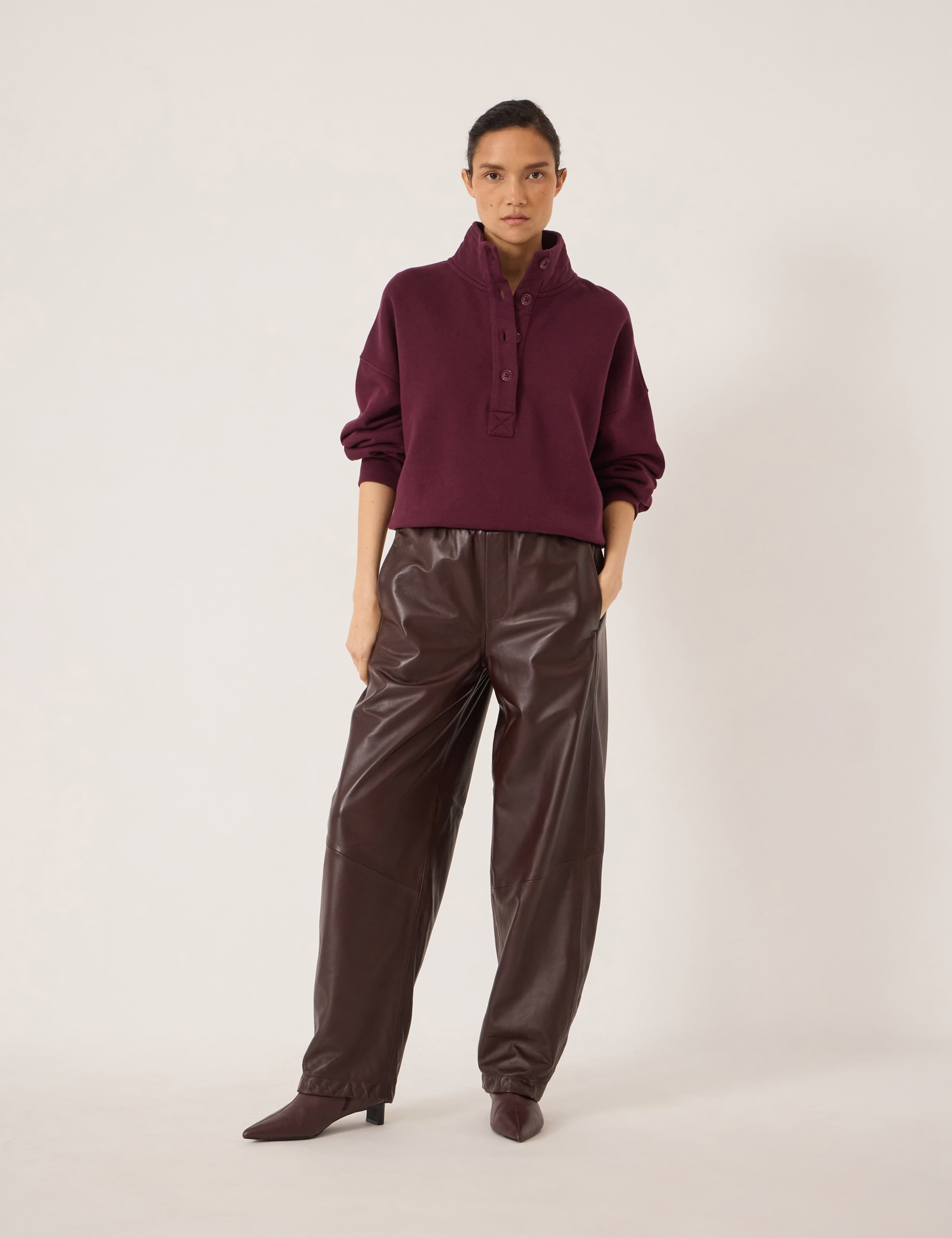 Pure Cotton Button Detail Sweatshirt 3 of 5