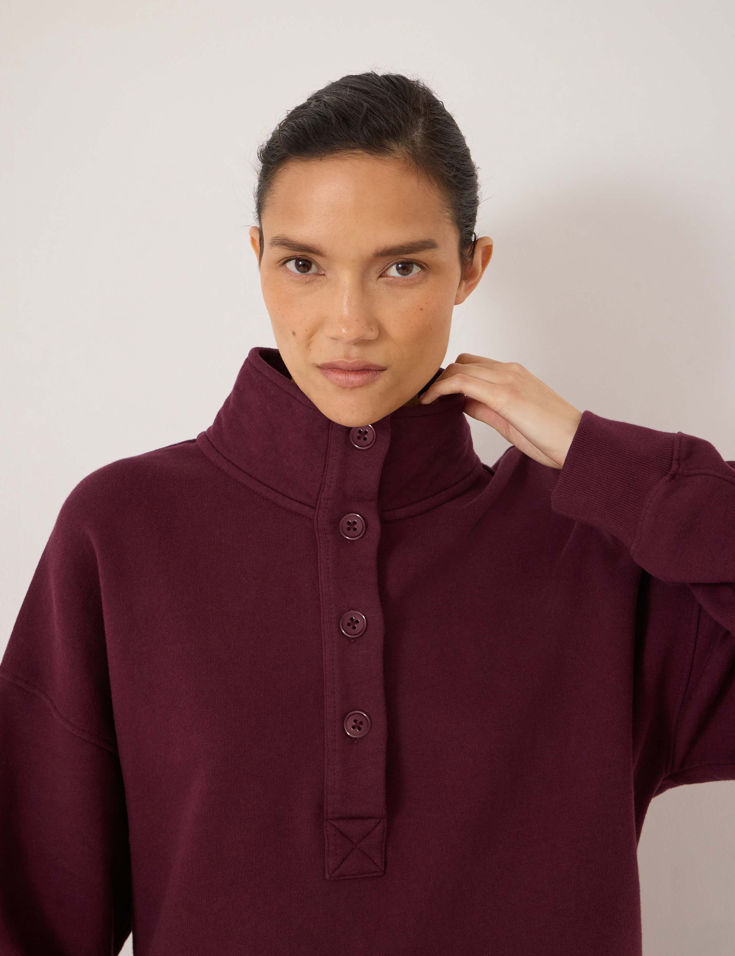 Pure Cotton Button Detail Sweatshirt 4 of 5