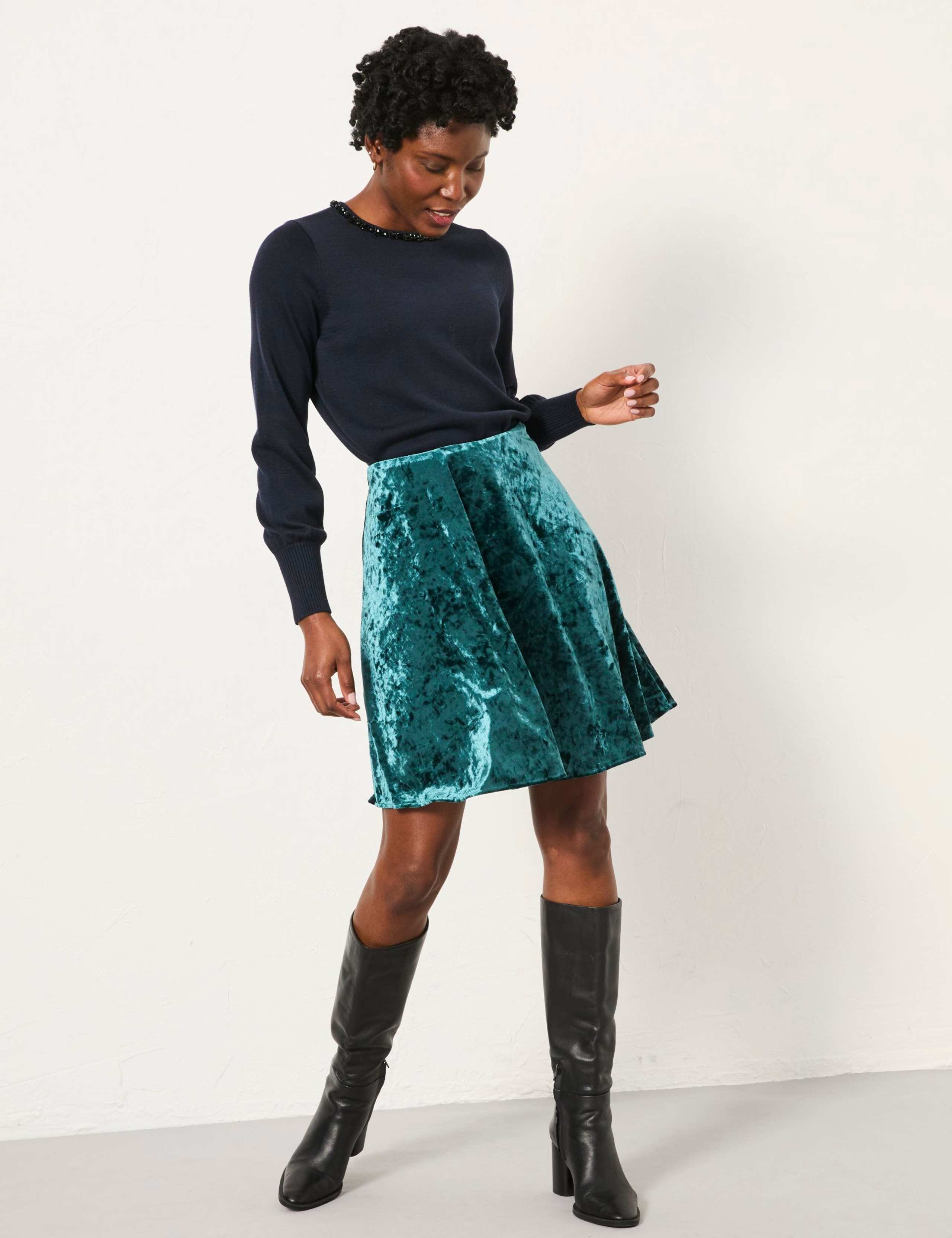 Velvet Mini Skater Skirt 1 of 6