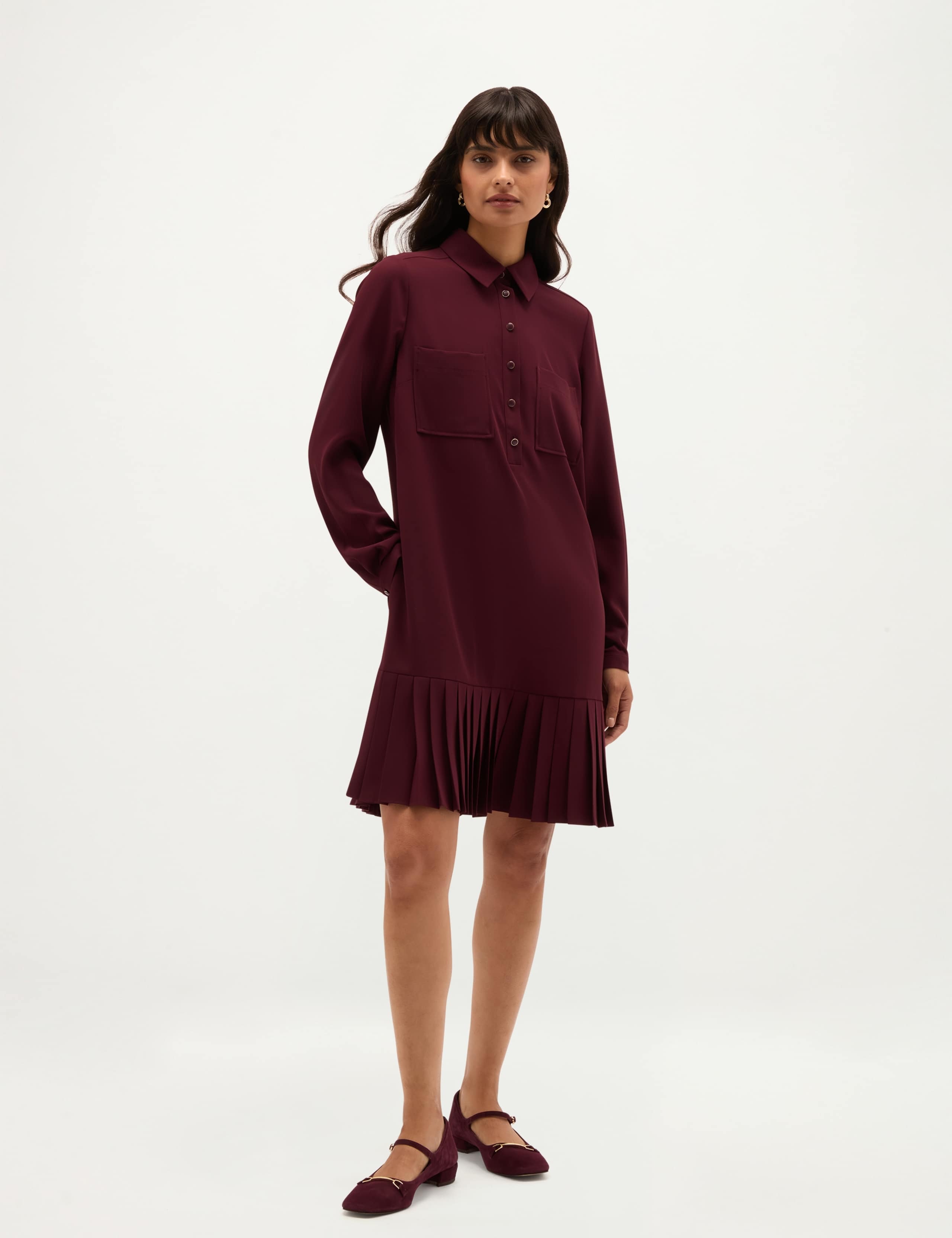 Button Front Knee Length Shirt Dress 1 of 6