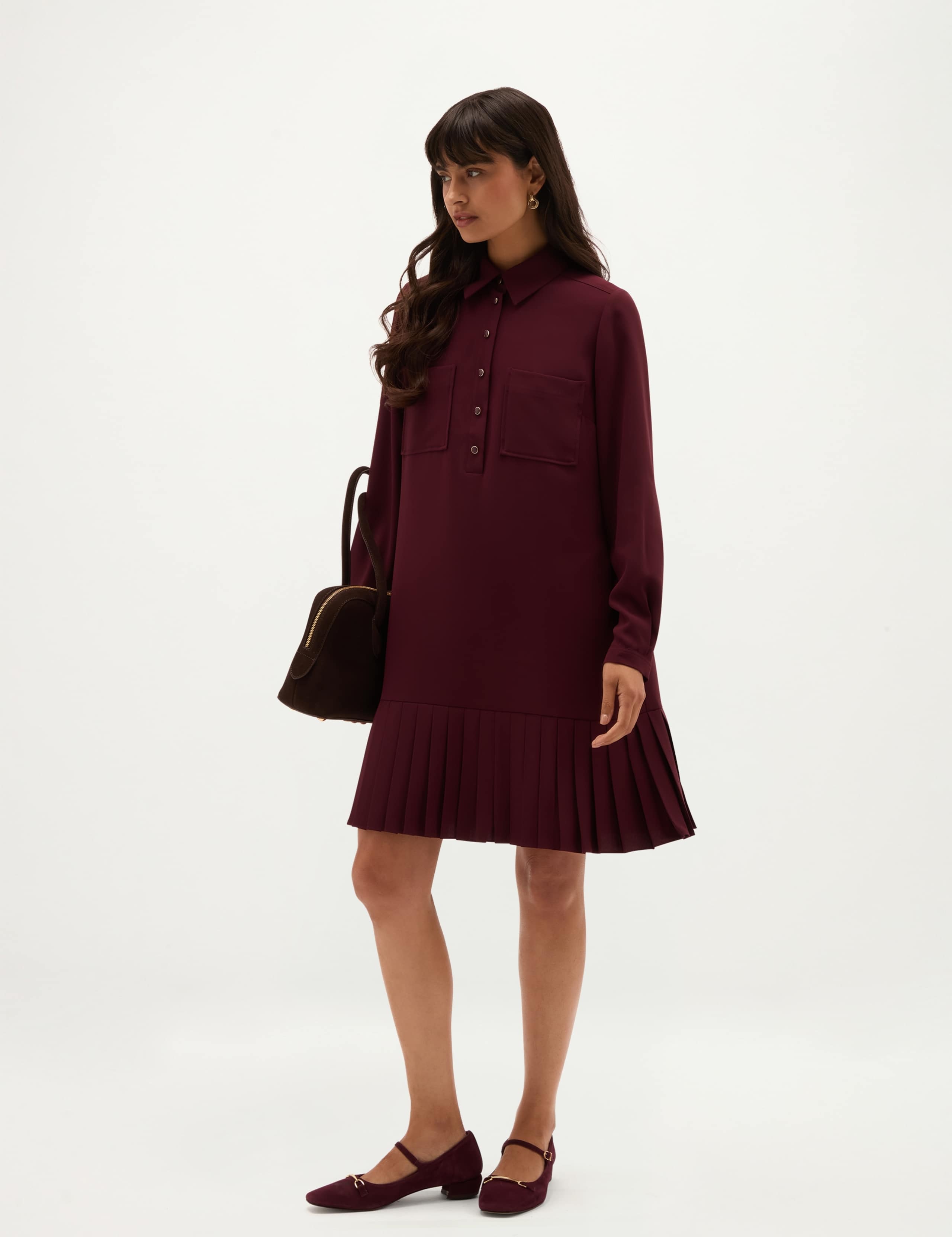 Button Front Knee Length Shirt Dress 4 of 6