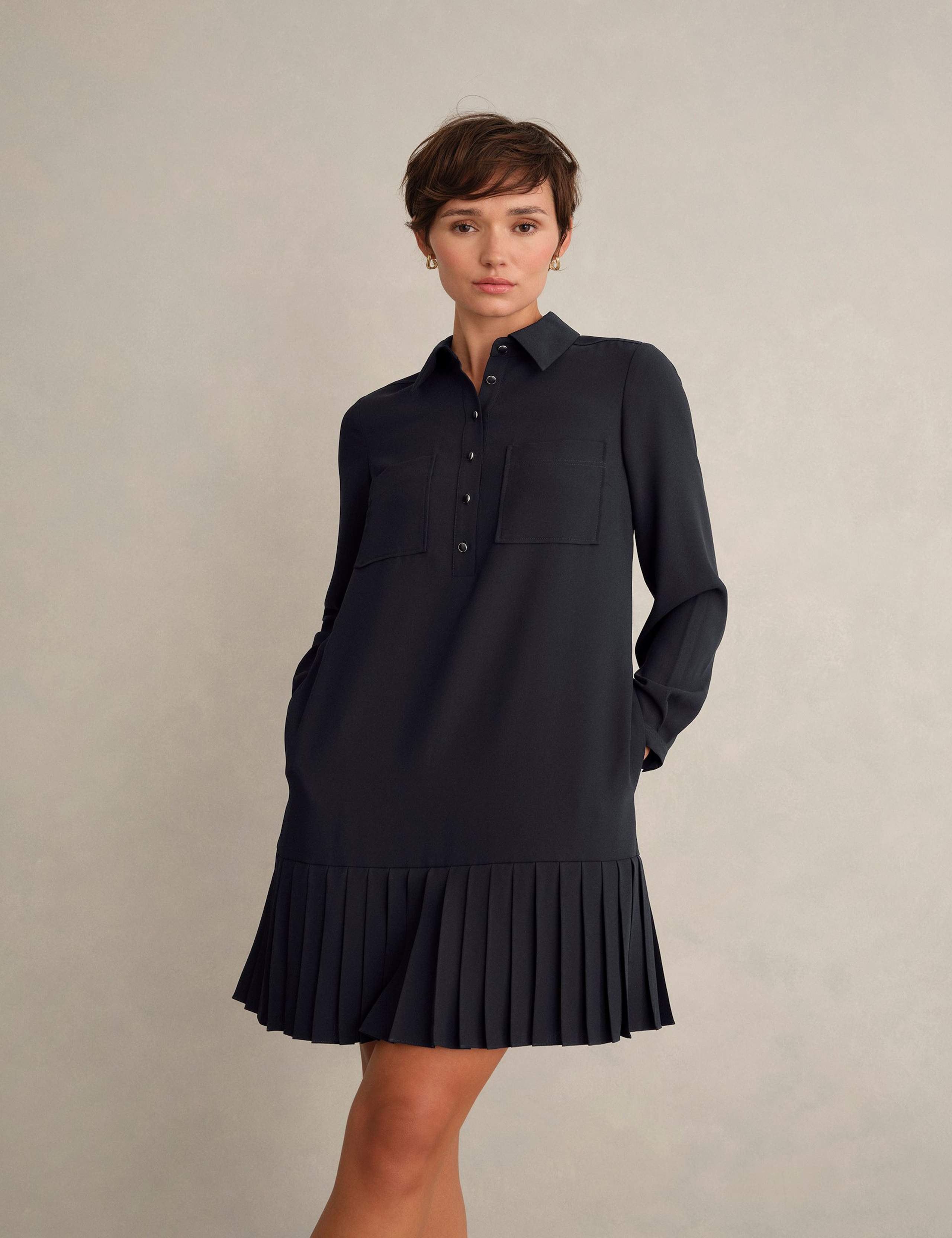 Button Front Knee Length Shirt Dress 1 of 6