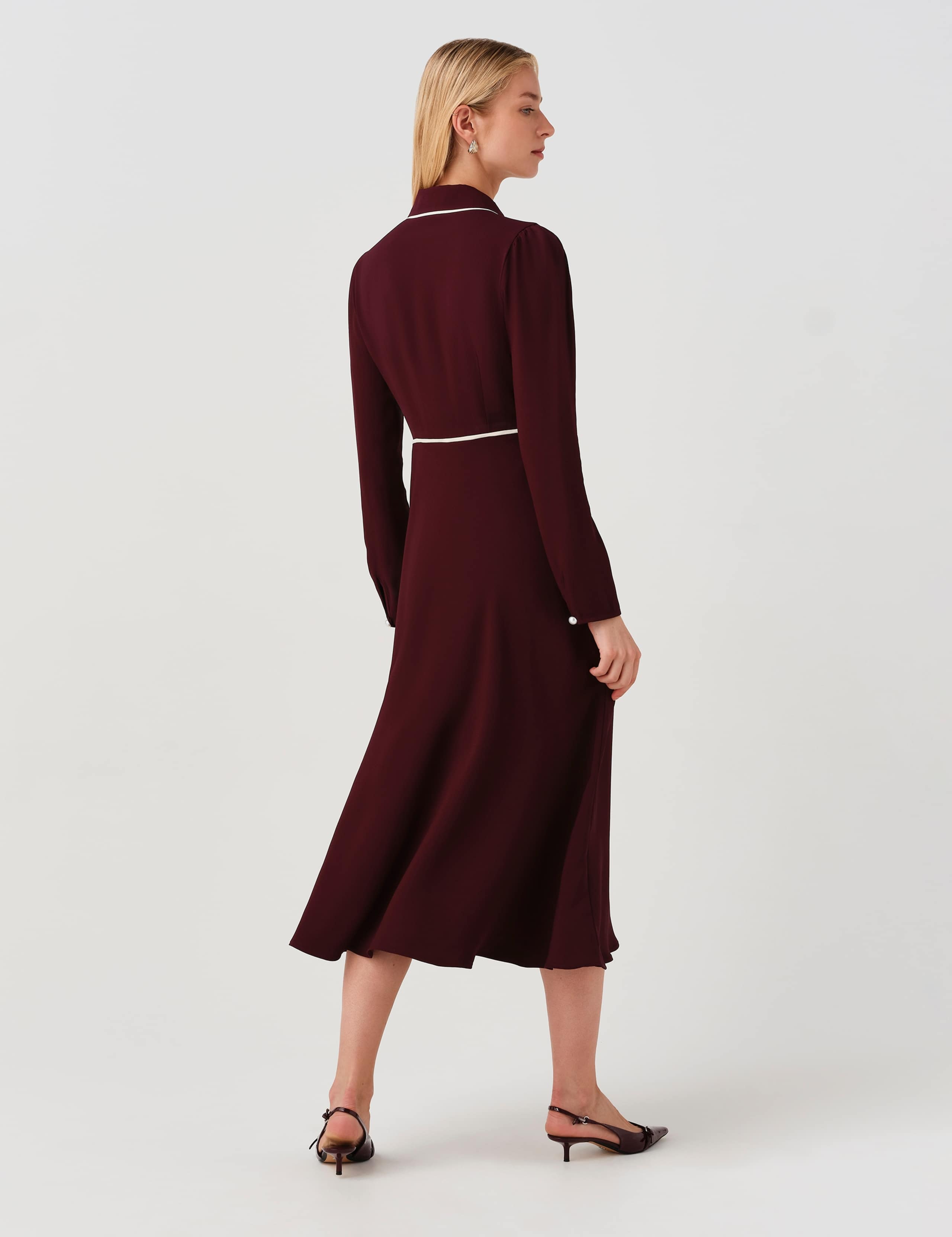 Satin Midi Waisted Dress 4 of 11