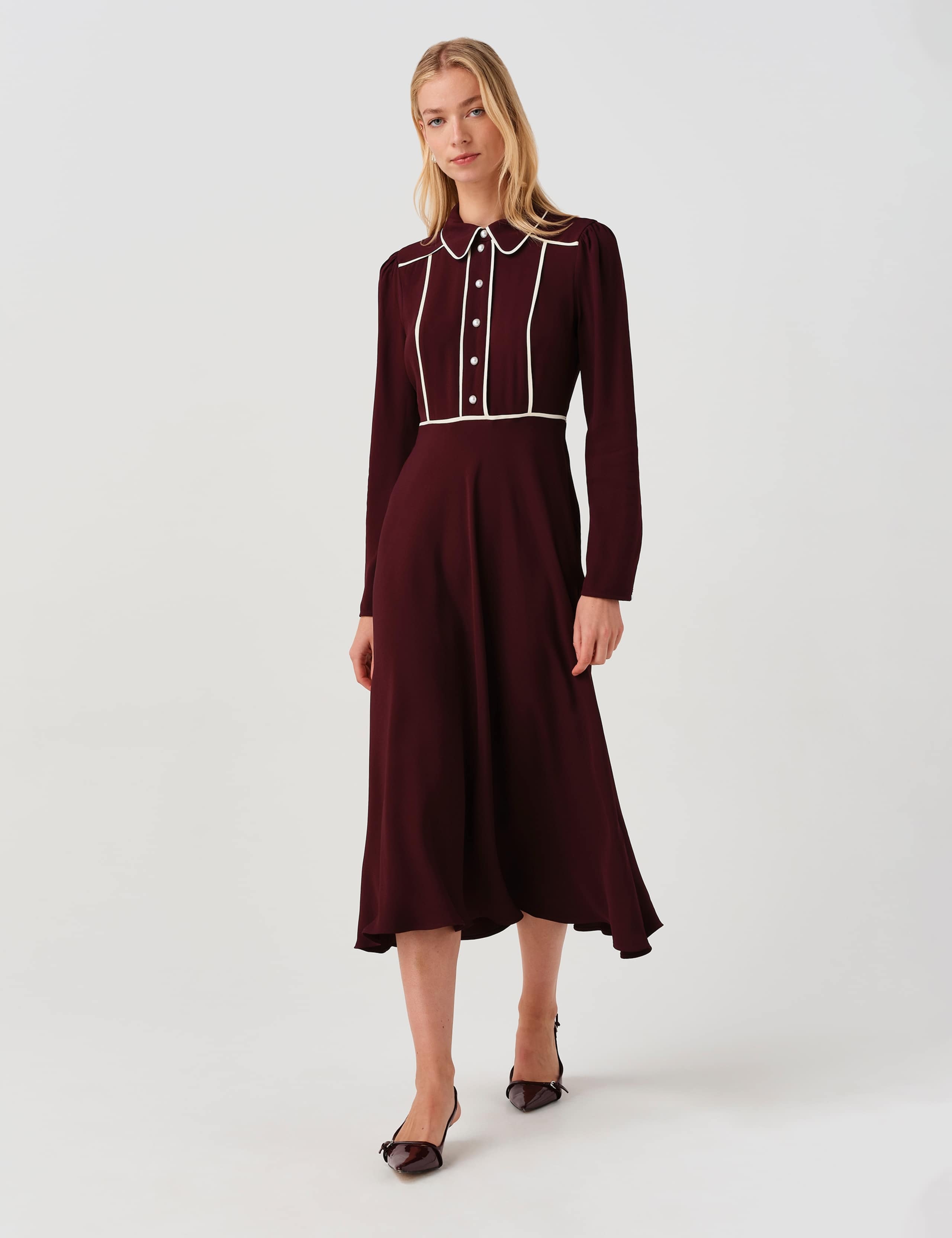Satin Midi Waisted Dress 7 of 11