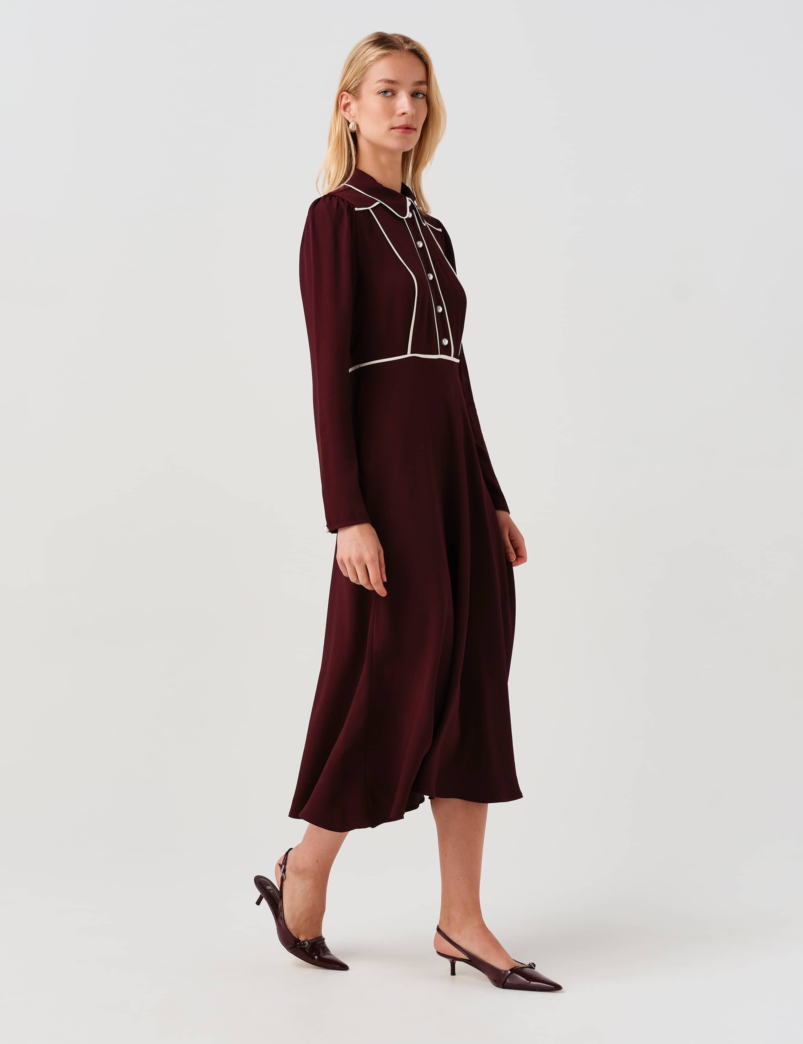 Satin Midi Waisted Dress 8 of 11